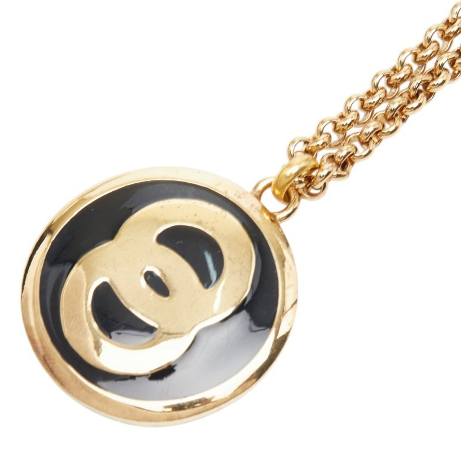 Celine Long Necklace Gold Black Plated Enamel Women'S Celine: Celine Long Necklace Gold Black Plated Enamel Women'S Celine Gold-plated enamel necklace with a sleek black finish, featuring the iconic Celine brand. The long chain measures 73 cm in length and has