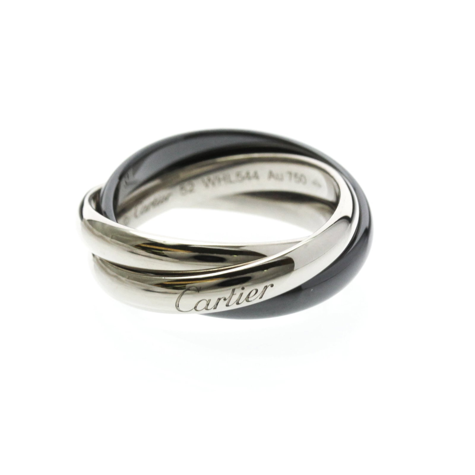 Cartier Ceramic White Gold 18K Band Ring: Cartier Ceramic White Gold 18K Band Ring Cartier Ceramic White Gold 18K Band Ring - A stylish and elegant accessory featuring ceramic and white gold (18K) materials, with a sleek silver finish. This