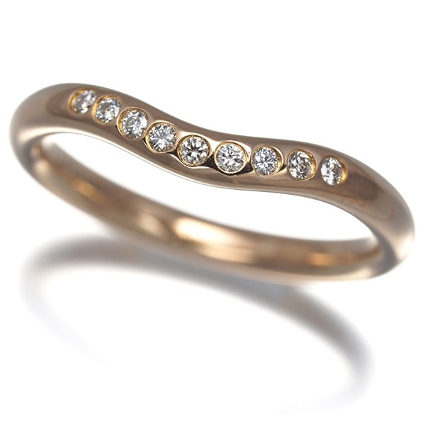 Tiffany&Co. Ring Diamond Curved Band 9P Us4.25-4.5 18K 750 Rose Gold: Tiffany&Co. Ring Diamond Curved Band 9P Us4.25-4.5 18K 750 Rose Gold Tiffany & Co.'s 9P Us4.25-4.5 18K 750 Rose Gold Ring boasts a natural diamond set in a curved band, showcasing the brand's