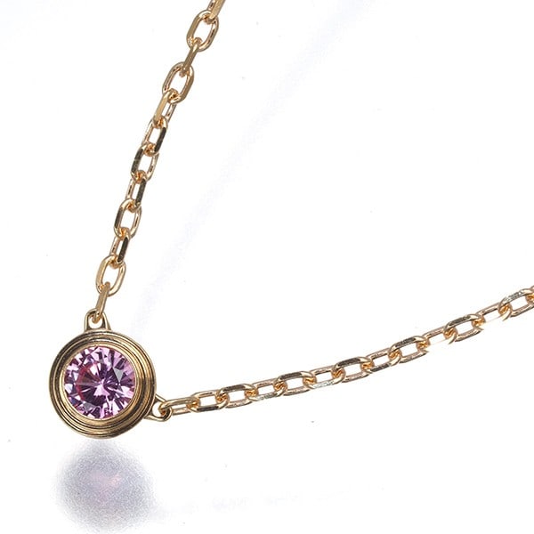 Pink Sapphire 18K Rose Gold Necklace D'Amour Cartier: Pink Sapphire 18K Rose Gold Necklace D'Amour Cartier 18k rose gold pendant necklace featuring a natural pink sapphire, part of the iconic d'Amour collection by Cartier. This elegant piece showcases th