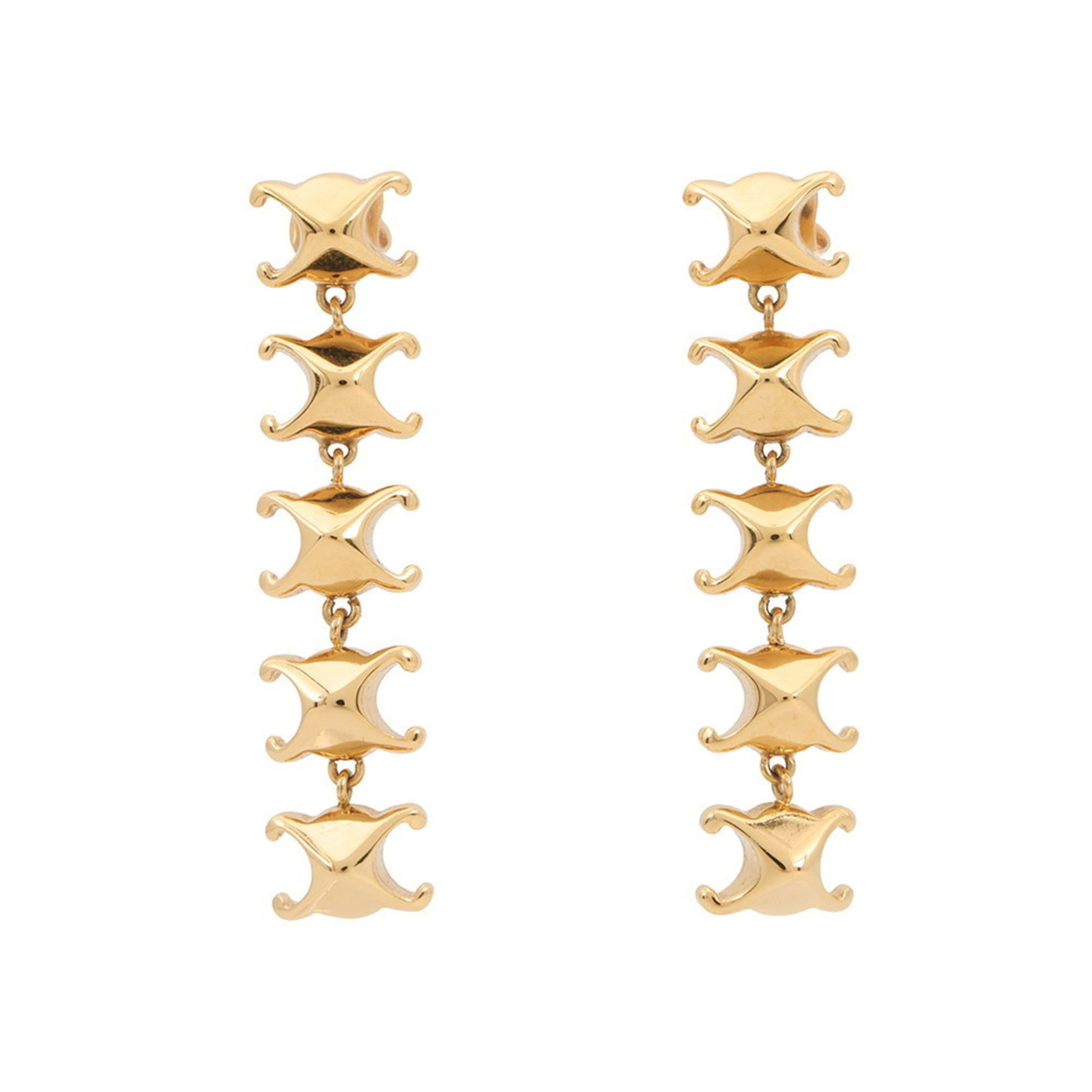 Celine earrings stud: Celine earrings stud Gold stud earrings from Celine, featuring a subtle design with a few traces of usage visible. The earrings have some scratches and dirt, but remain in very good condition