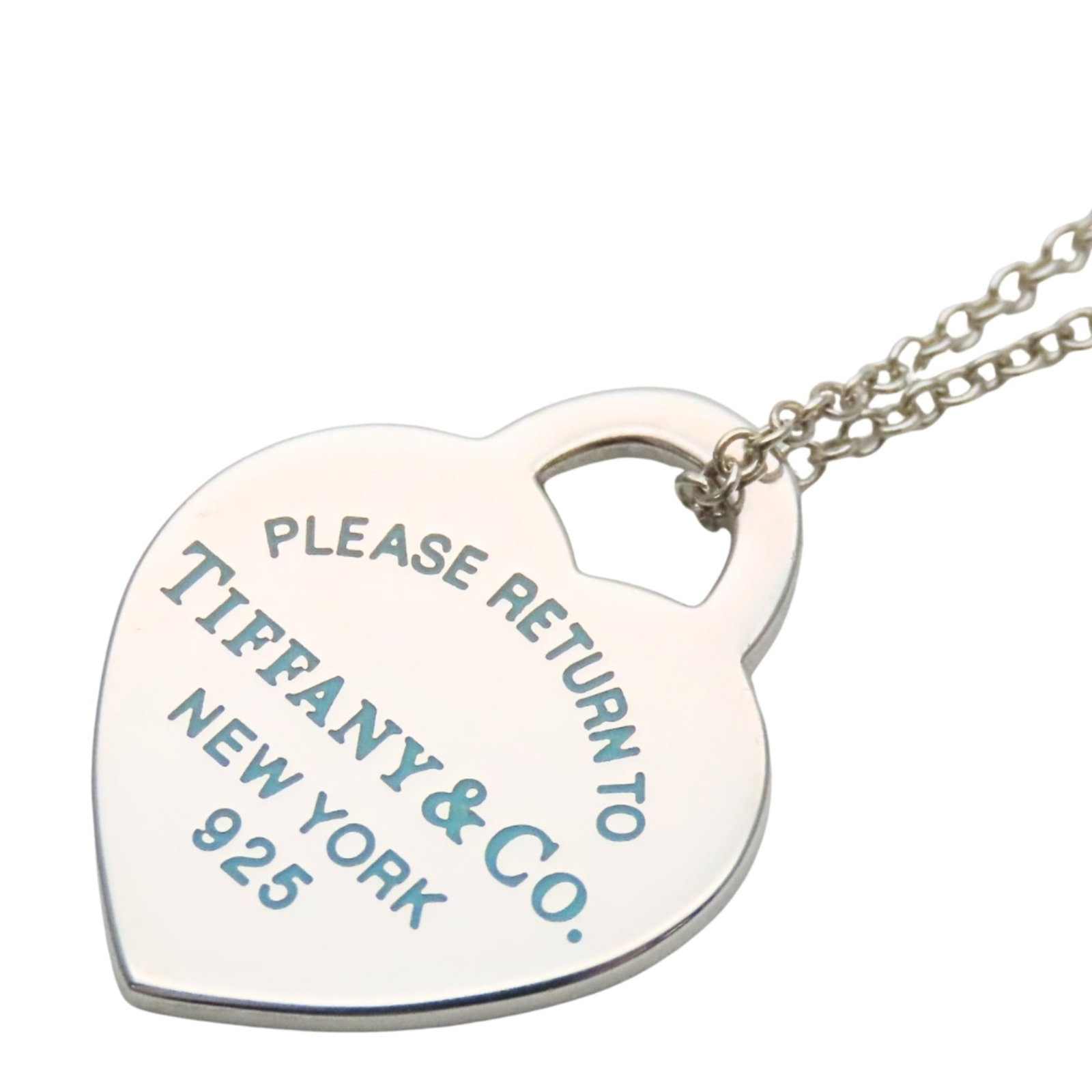 Tiffany & Co. Return To Heart Tag Necklace Sterling Silver 925 Blue Plate Women'S. (1 of 8)
