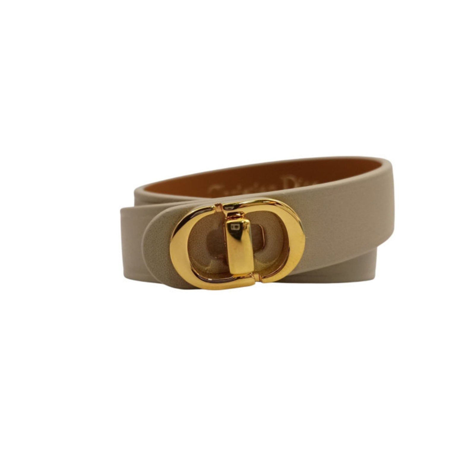 Leather Charm Christian Dior Bracelet: Leather Charm Christian Dior Bracelet Leather Charm Christian Dior Bracelet in Mint Condition. This beige leather charm bracelet features a classic design with a total length of 35cm and a width of 1.
