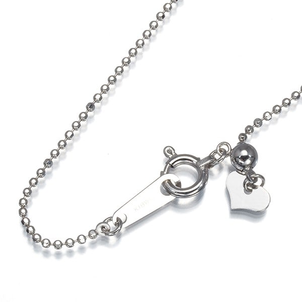 Cut 18K White Gold Ball Bead Chain Necklace 45cm 750: Cut 18K White Gold Ball Bead Chain Necklace 45cm 750 18k White Gold Ball Bead Chain Necklace, 45cm long. This elegant necklace showcases an 18k white gold chain with a classic ball bead design,