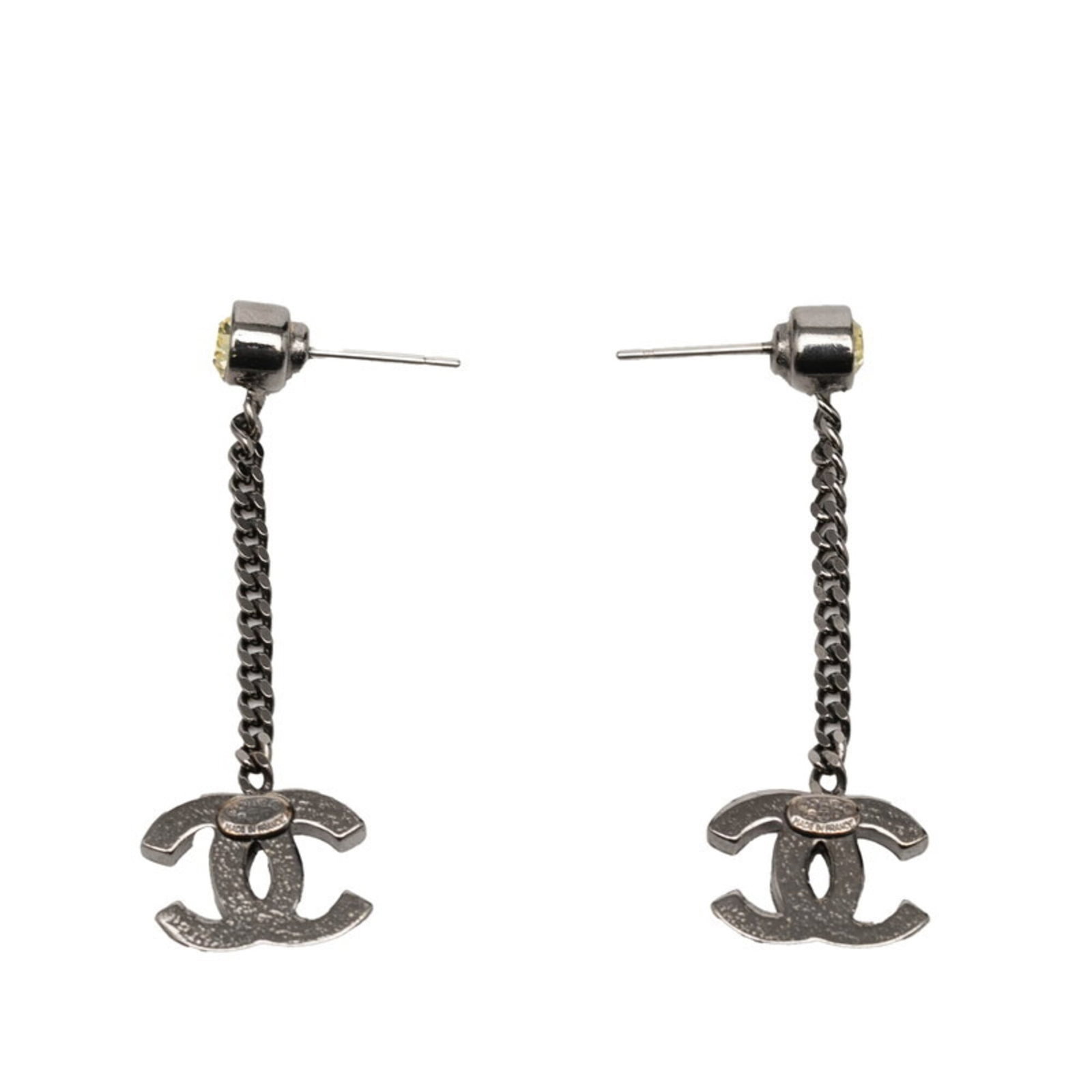 Earrings Metal Stud Chanel Rhinestone - 2