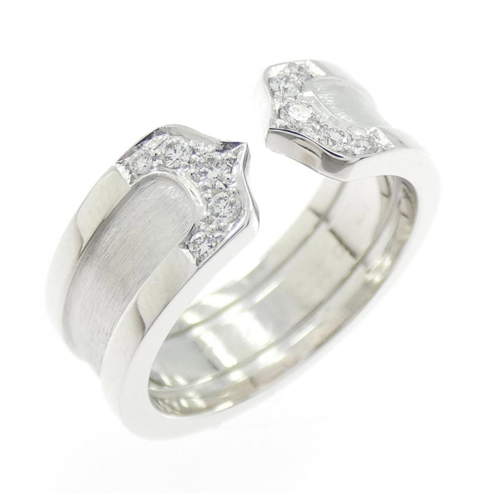 White Gold Cartier Band Ring 18K: White Gold Cartier Band Ring 18K White Gold Cartier Band Ring 18K is made from high-quality White Gold (18K). This band ring features a diamond stone and is available in size 49, corresponding to US S