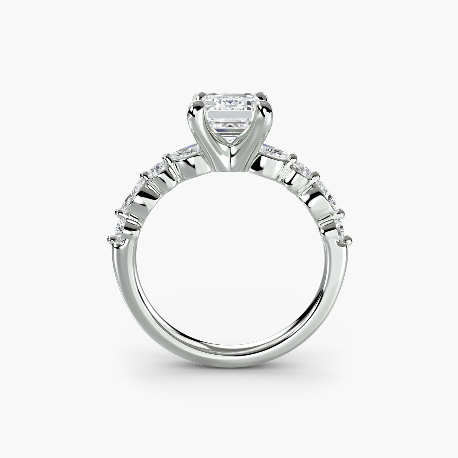Pave Emerald 14Kt White Gold Ring Setting (1 of 5)