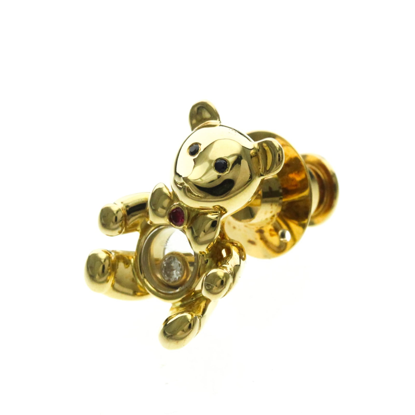 Chopard Brooch Yellow Gold (18K): Chopard Brooch Yellow Gold (18K) Chopard's signature yellow gold (18K) brooch boasts a striking diamond stone, measuring 17.3cm x 12.6cm in size. This elegant piece features a few traces of usage and