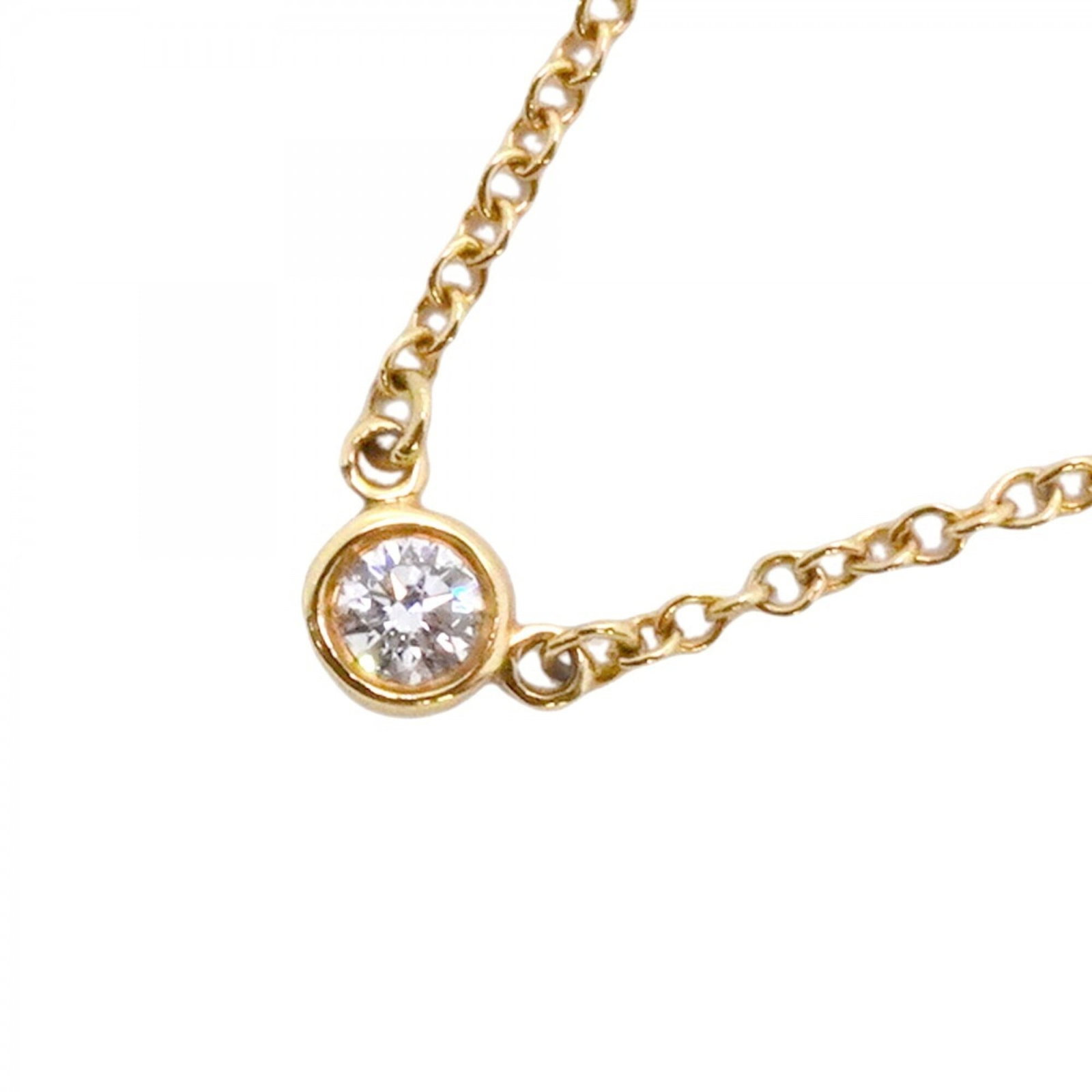 Women's 1Pd 18K Yellow Gold Diamond Necklace By Tiffany: Women's 1Pd 18K Yellow Gold Diamond Necklace By Tiffany 18K Yellow Gold Diamond Necklace by Tiffany boasts a stunning 3.6mm x 5.6mm diamond pendant suspended from a 40.5 cm chain, showcasing the