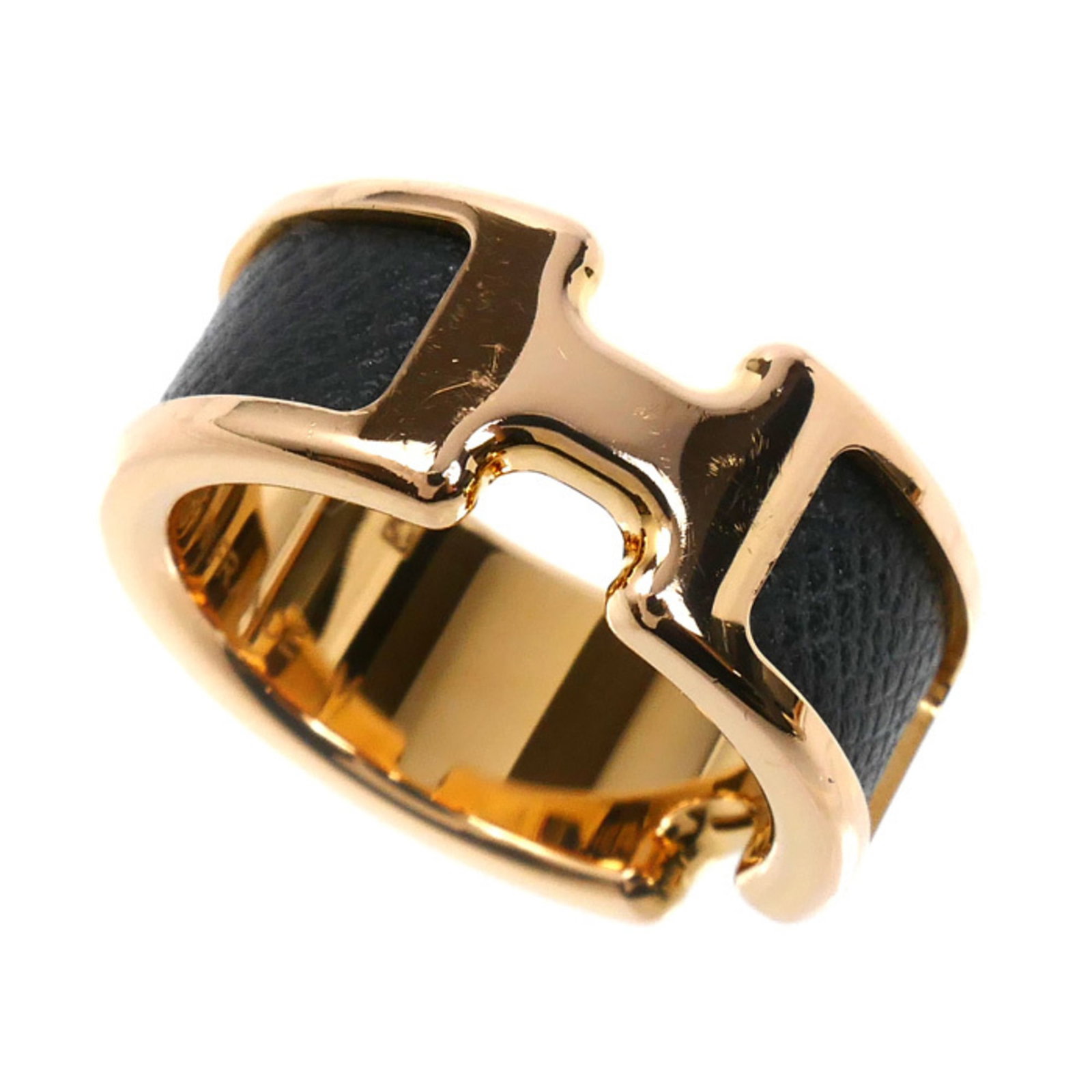 Hermes Band Ring Gold Plating: Hermes Band Ring Gold Plating Gold Plating on the iconic Hermes Band Ring adds a touch of sophistication to any outfit. This used band ring features black and gold plating, with some traces of usage