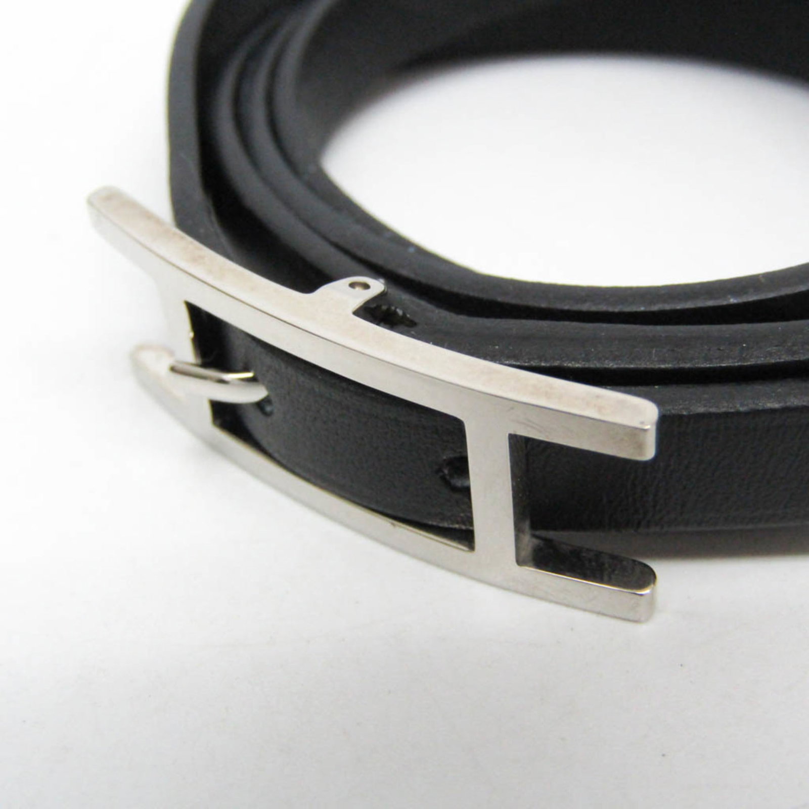 Metal leather bangle Hermes - 3