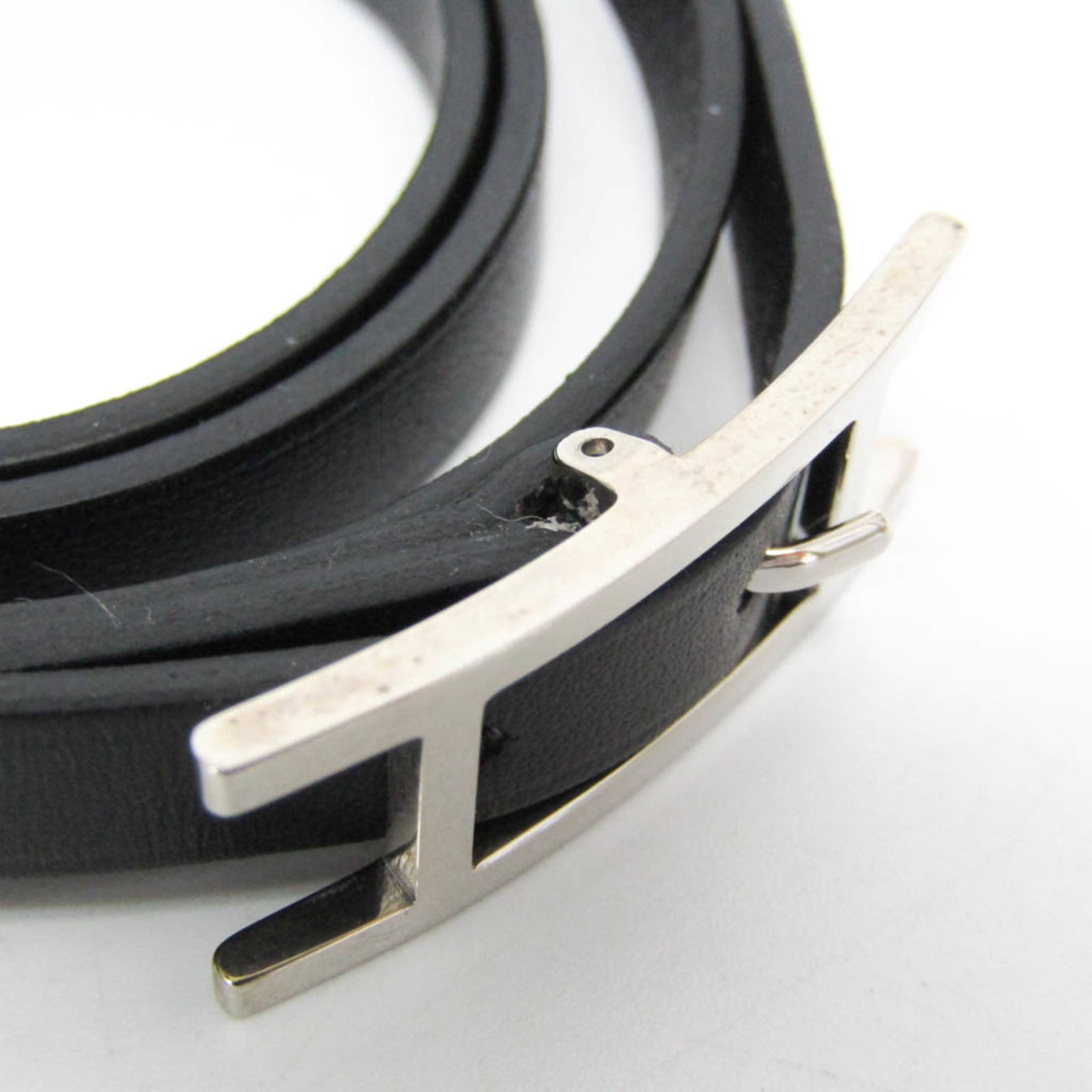 Metal leather bangle Hermes - 8