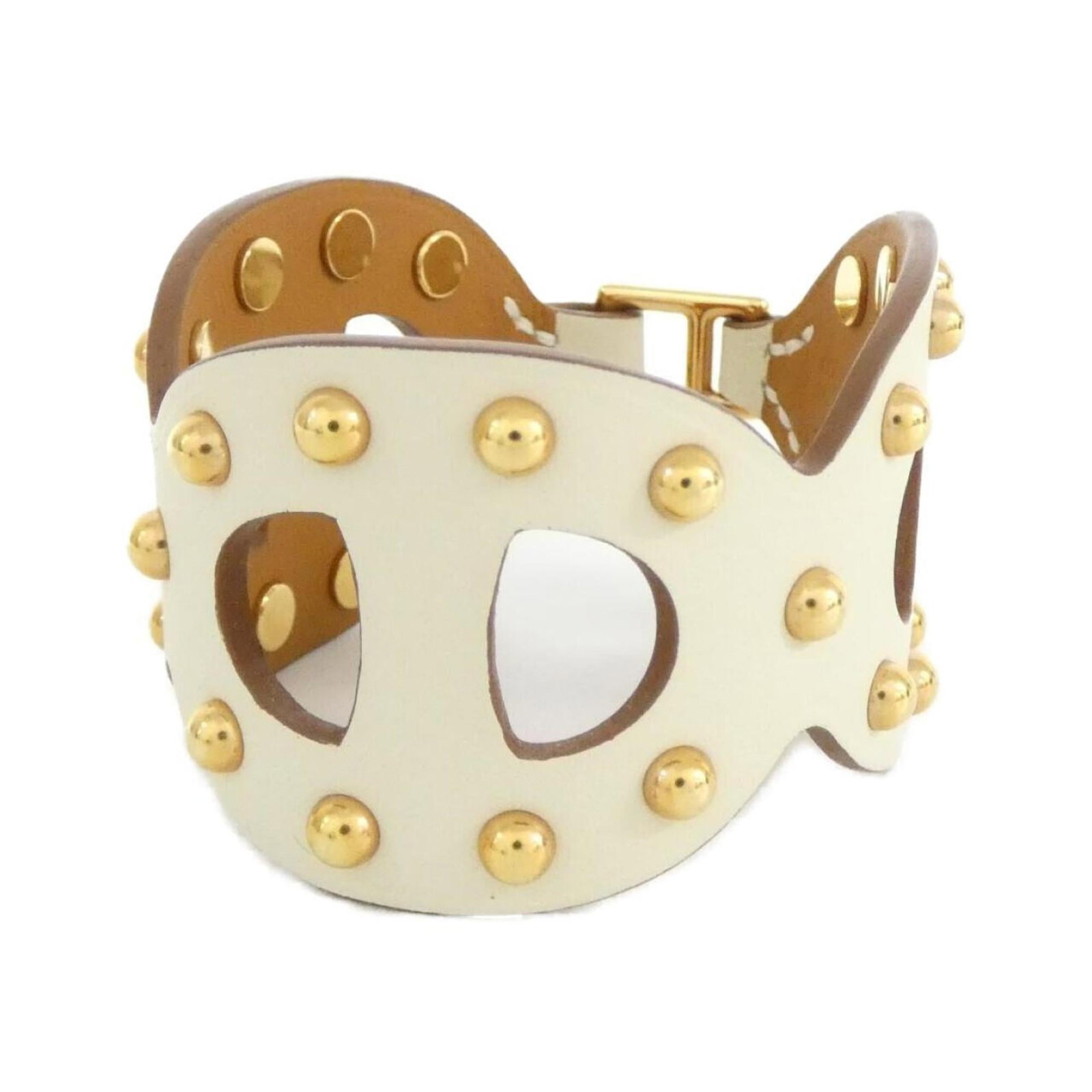 Hermes Leather Charm Swift Bracelet: Hermes Leather Charm Swift Bracelet Swift leather charm bracelet from Hermes, featuring rose gold tone and a length of 16cm. The bracelet showcases some traces of usage with minor scratches and dirt,