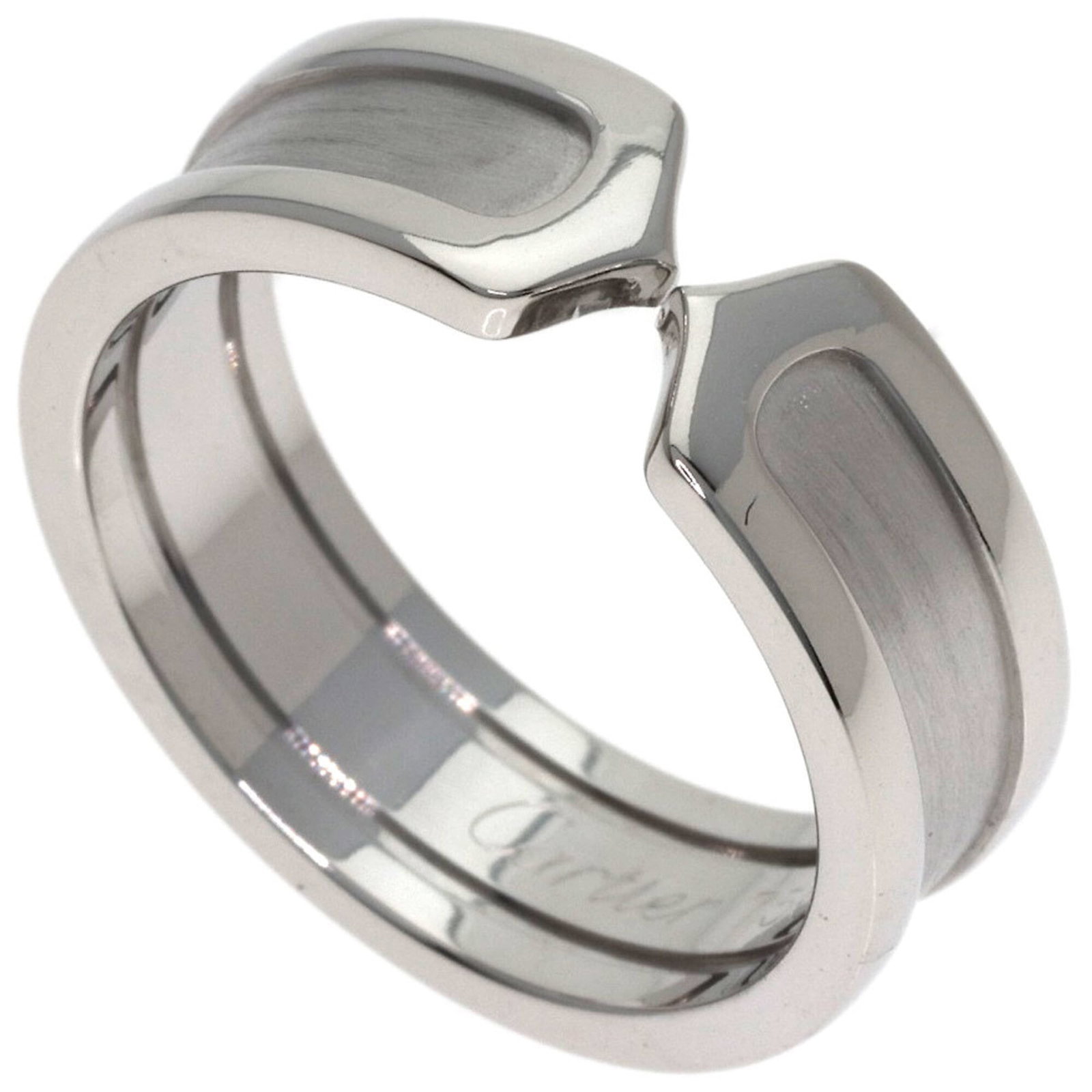 White Gold Cartier Band Ring 18K: White Gold Cartier Band Ring 18K White Gold Cartier Band Ring 18K - A pre-owned, high-quality band ring featuring 18K white gold and bearing a signature. This women's ring showcases the classic style