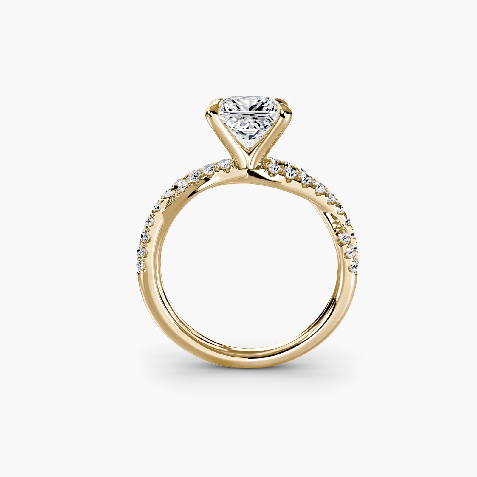 Pave Princess 18Kt Yellow Gold Ring Setting: Pave Princess 18Kt Yellow Gold Ring Setting 18Kt Yellow Gold Pave Princess Ring Setting - A stunning setting featuring 34 pave stones, totaling 0.381 carats, in a sleek princess ring design. The