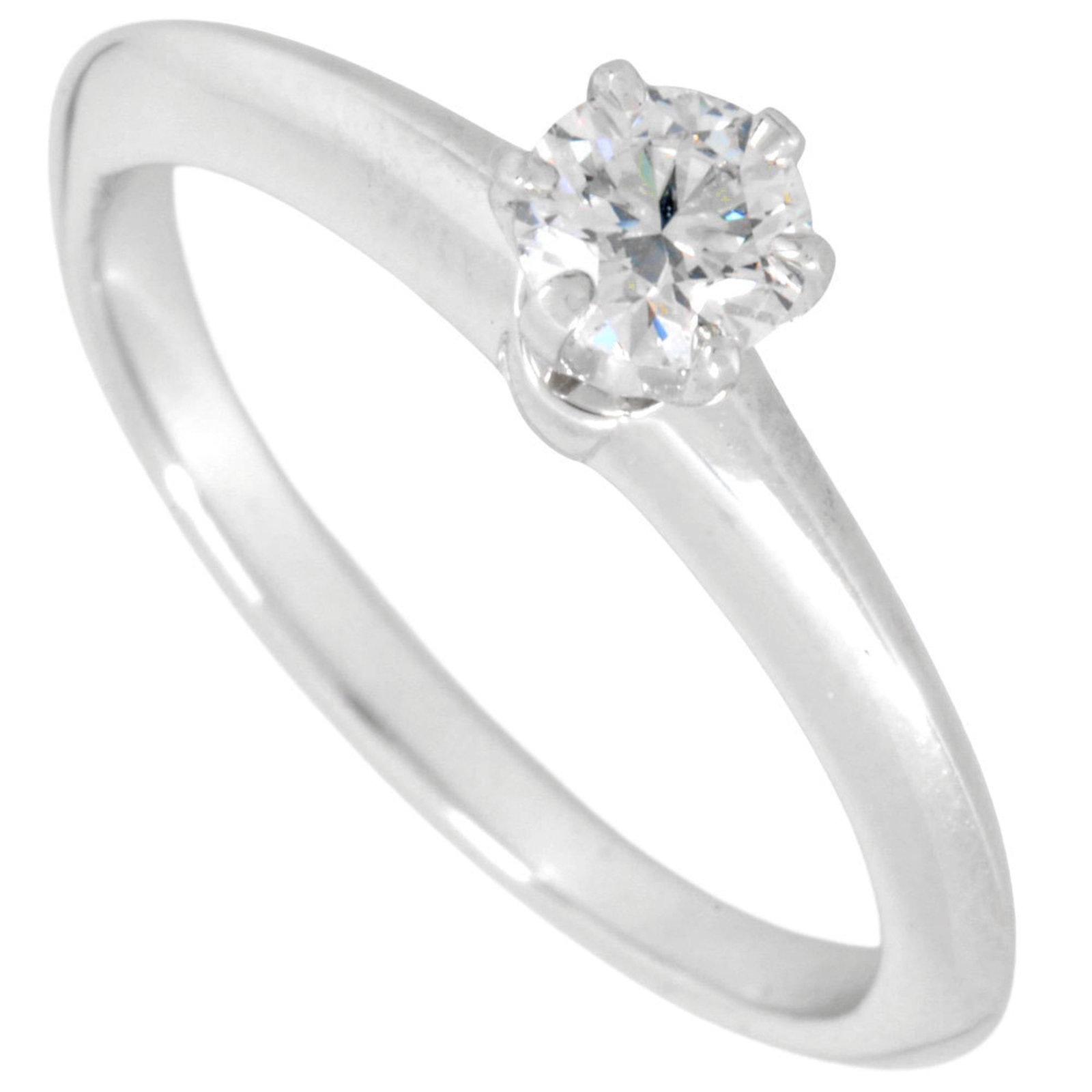 Platinum ring by Tiffany band: Platinum ring by Tiffany band Platinum ring by Tiffany features a 0.20 carat diamond set in a band style ring, with a H color grade and Vs1 clarity. The platinum band has some minor scratches and