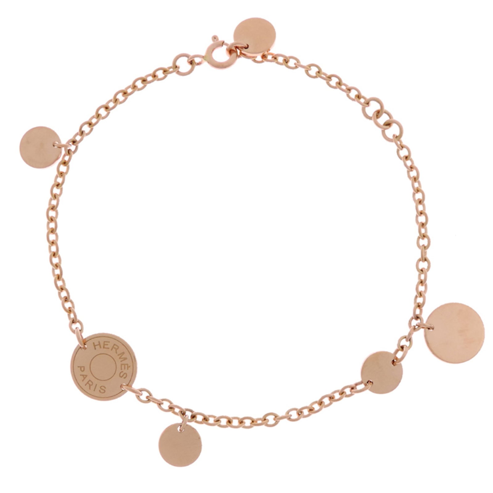 Pink Gold 18K Hermes Charm Bracelet: Pink Gold 18K Hermes Charm Bracelet Pink Gold 18K Hermes Charm Bracelet - A delicate and elegant accessory featuring pink gold (18K) in a classic charm bracelet design, measuring 20cm / 7.87'' in