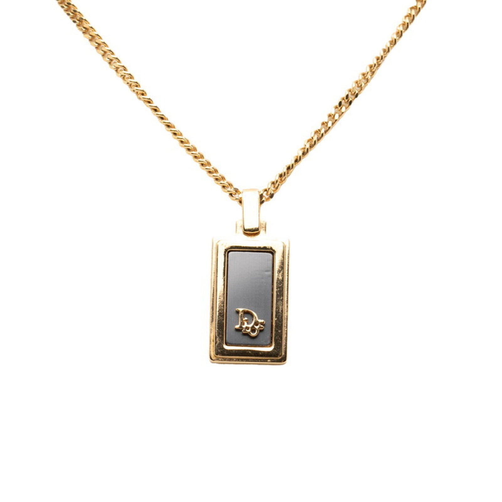Christian Dior Cd Logo Necklace Gold Black Plated Women's: Christian Dior Cd Logo Necklace Gold Black Plated Women's Christian Dior's iconic Cd logo necklace in gold and black plated details adds a touch of sophisticated elegance to any outfit. This women's n