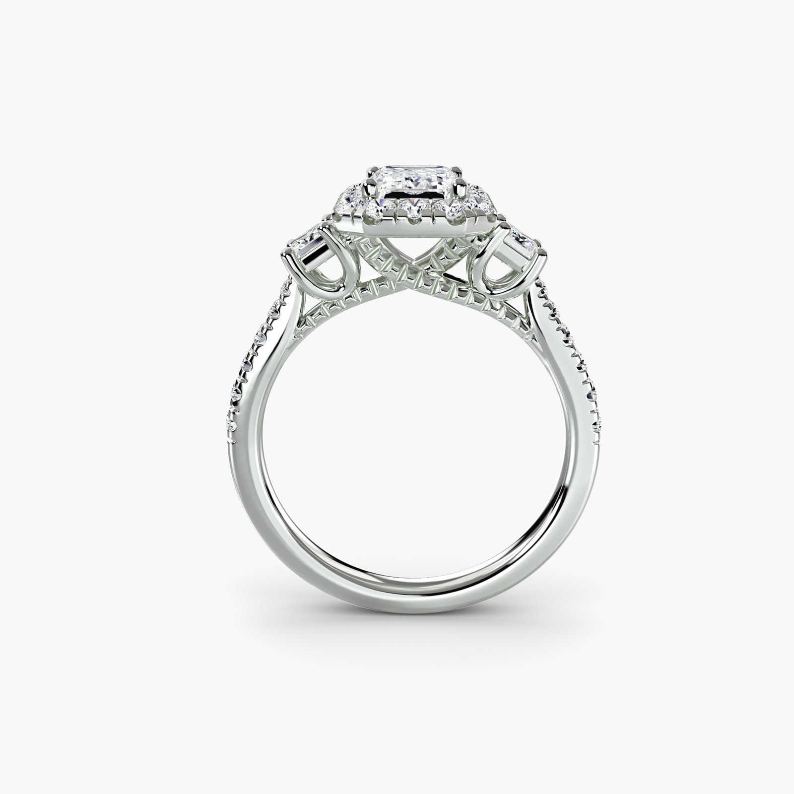 Halo Emerald 14Kt White Gold Ring Setting (1 of 5)