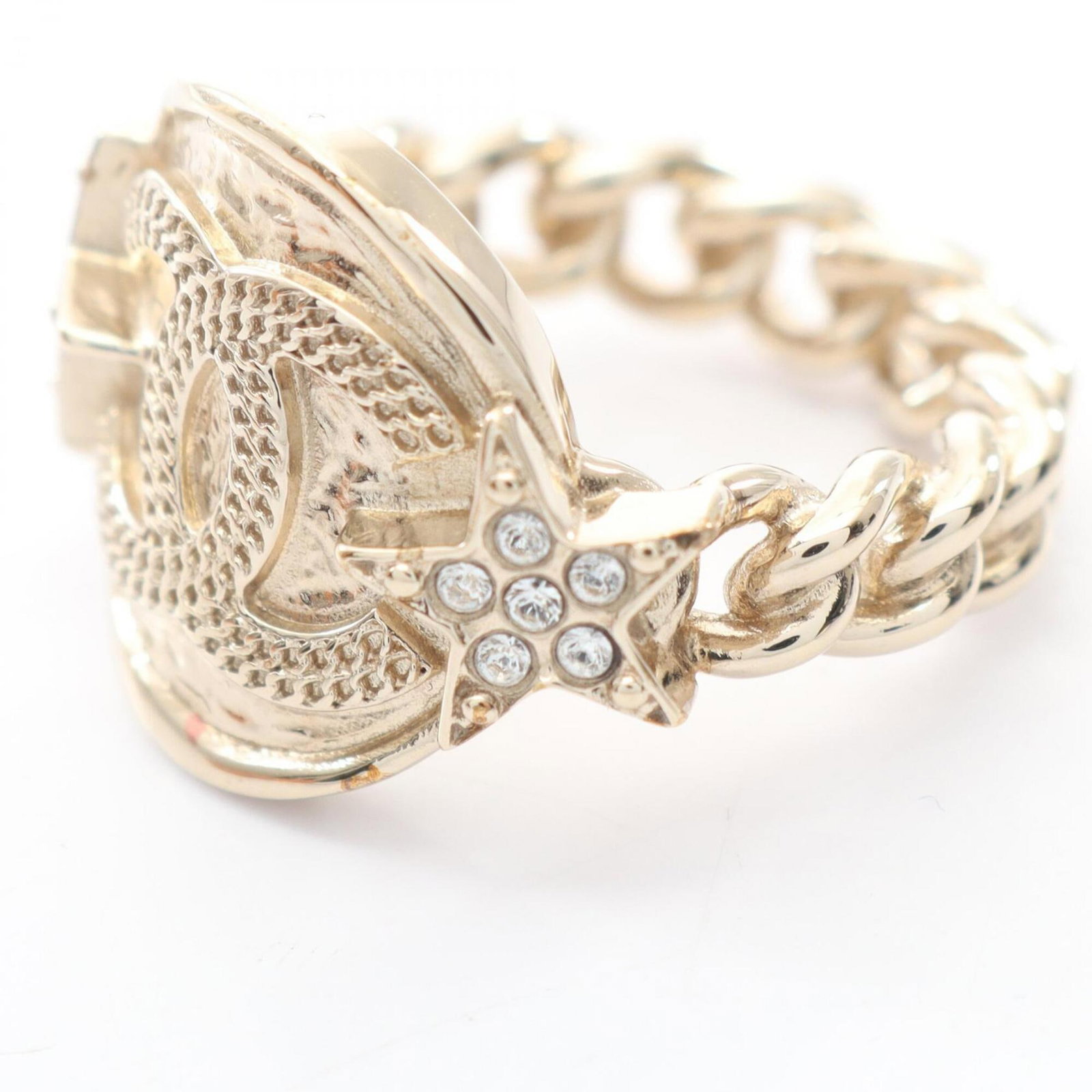 Gold Plating Rhinestone Ring Chanel - 6