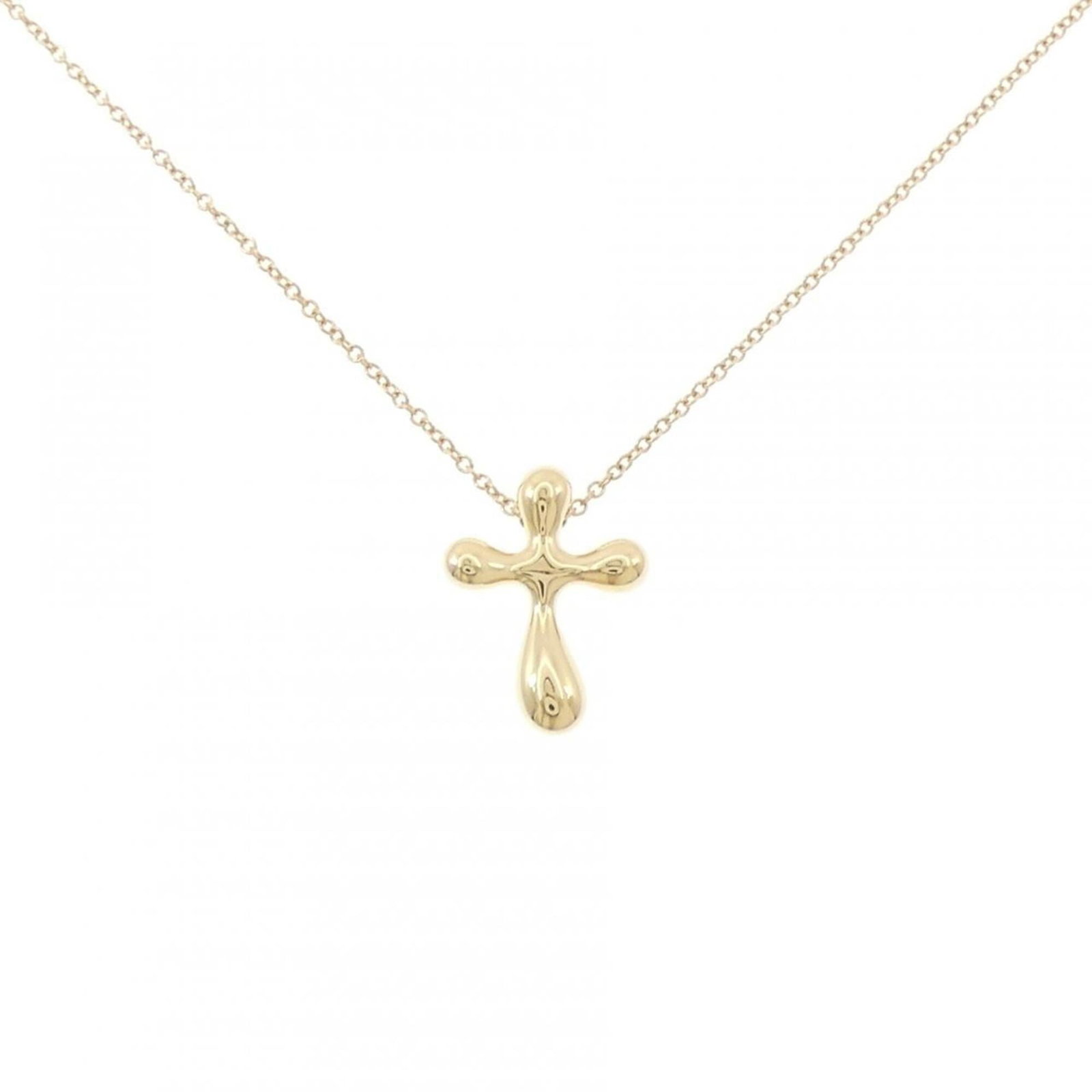 Cross small necklace Tiffany: Cross small necklace Tiffany Tiffany's iconic yellow gold necklace features a small pendant, measuring 15.9mm x 12mm, suspended from a chain with a neck circumference of 41 cm / 16.14''. This 18K yell