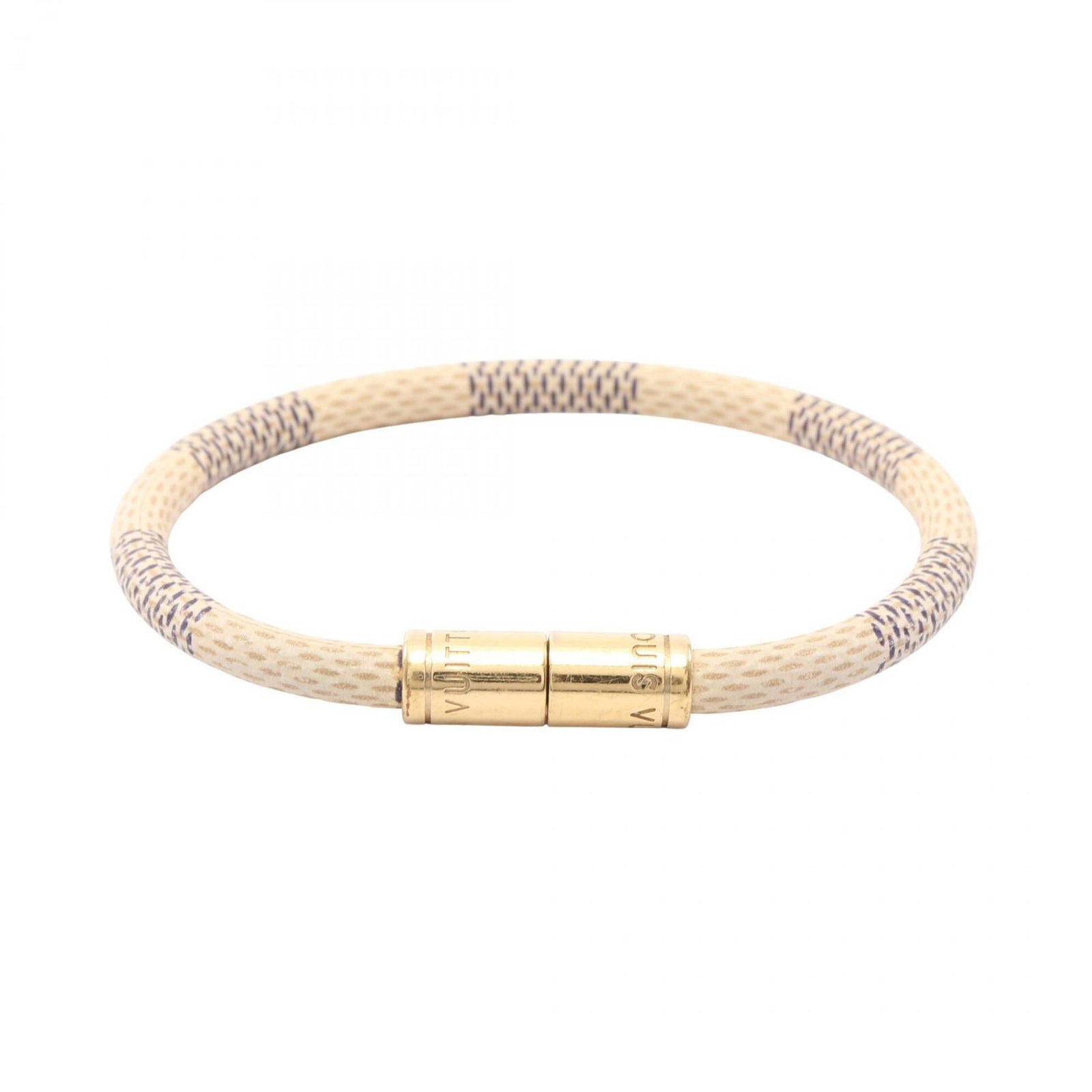 Louis Vuitton Charm Bracelet Damier Azur Gold Plating: Louis Vuitton Charm Bracelet Damier Azur Gold Plating Damier Azur gold plating adds a touch of elegance to this Louis Vuitton charm bracelet, featuring the iconic Damier pattern in white and gold. The