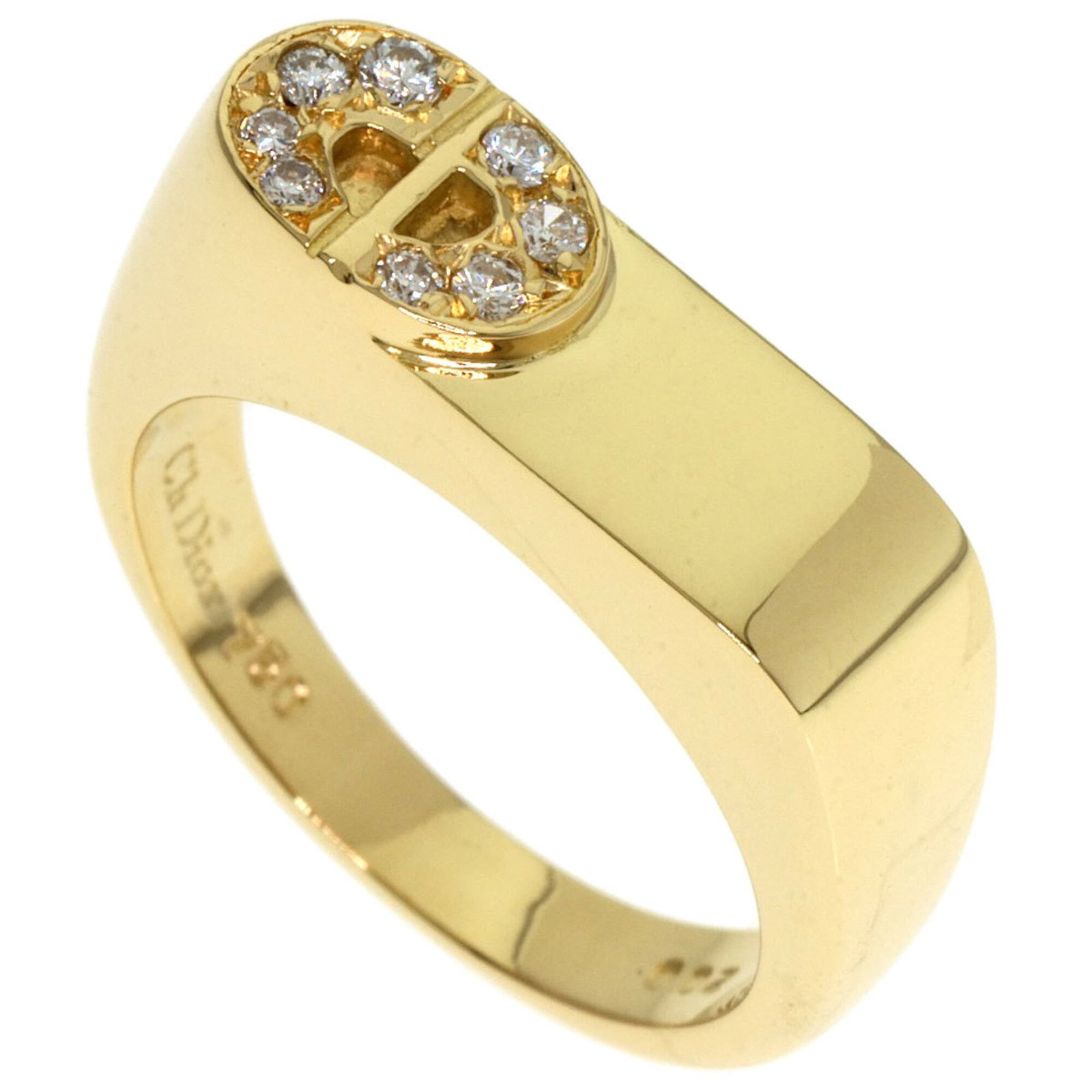 Christian Dior yellow gold band ring: Christian Dior yellow gold band ring Yellow gold band ring from Christian Dior, featuring a diamond stone weighing 0.02 carats in a 6 US size setting, crafted from high-quality 18K yellow gold. This l