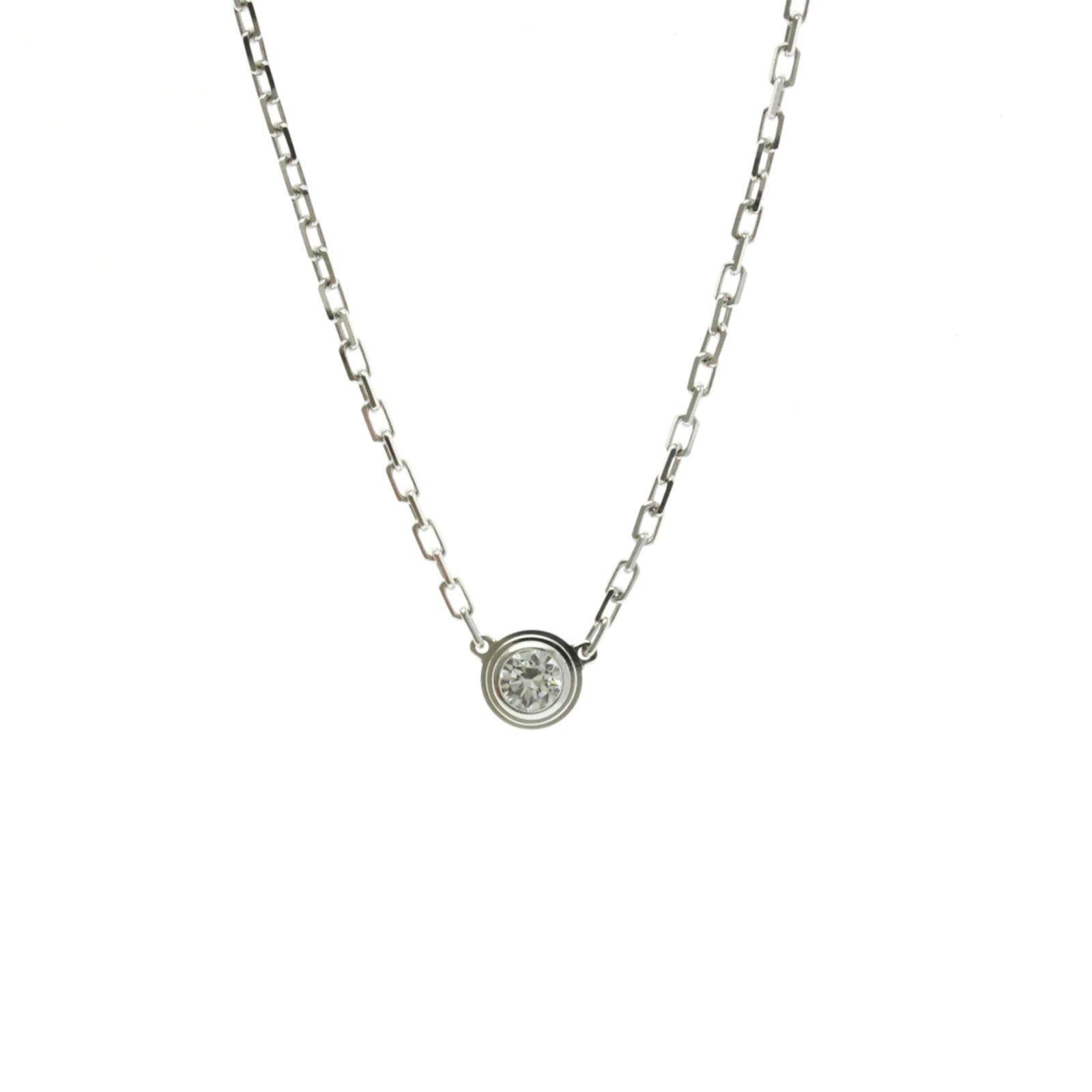 Cartier D'Amour Necklace Sm White Gold (18K) Diamond Menwomen Fashion Pendant Necklace (Silver): Cartier D'Amour Necklace Sm White Gold (18K) Diamond Menwomen Fashion Pendant Necklace (Silver) Cartier D'Amour Necklace in White Gold with Silver Diamond Pendant. This elegant fashion necklace featur