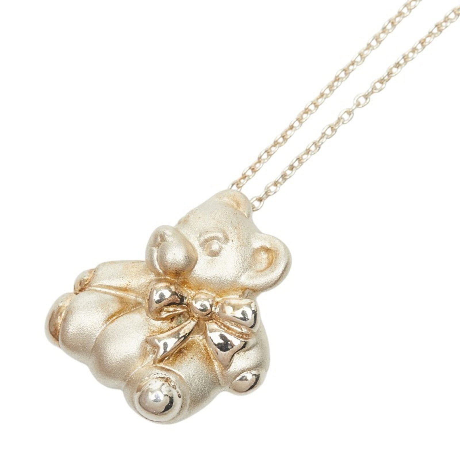 Tiffany & Co. Teddy Bear Pendant Necklace Sv925 Silver Women'S.: Tiffany & Co. Teddy Bear Pendant Necklace Sv925 Silver Women'S. Tiffany & Co. Teddy Bear Pendant Necklace in sterling silver, featuring a charming design with intricate details. The necklace boasts a 