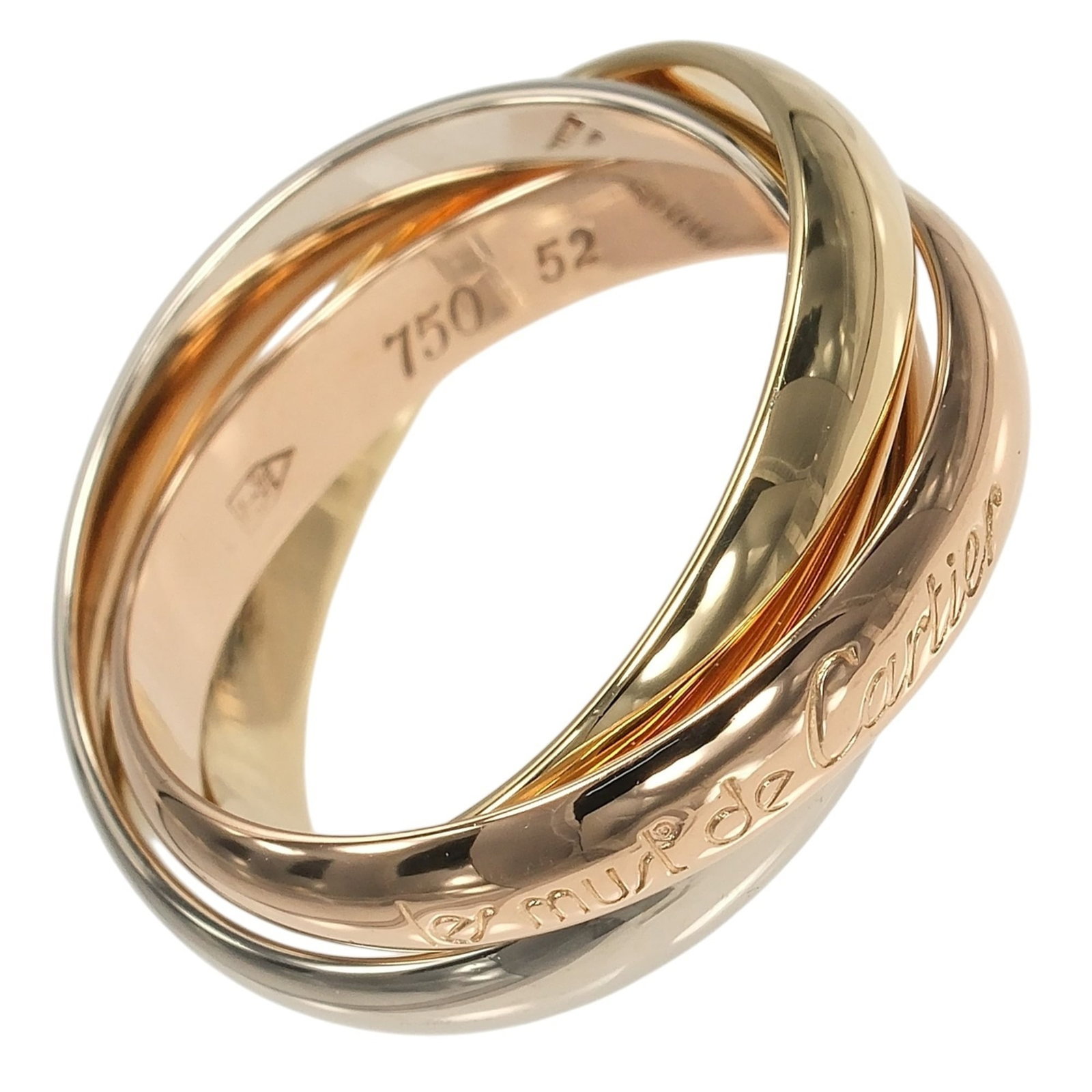 Cartier Pink 18k White 18k Yellow Gold Ring Band: Cartier Pink 18k White 18k Yellow Gold Ring Band Cartier Pink 18k White 18k Yellow Gold Ring Band - A luxurious and elegant band featuring pink gold, white gold, and yellow gold in a beautiful