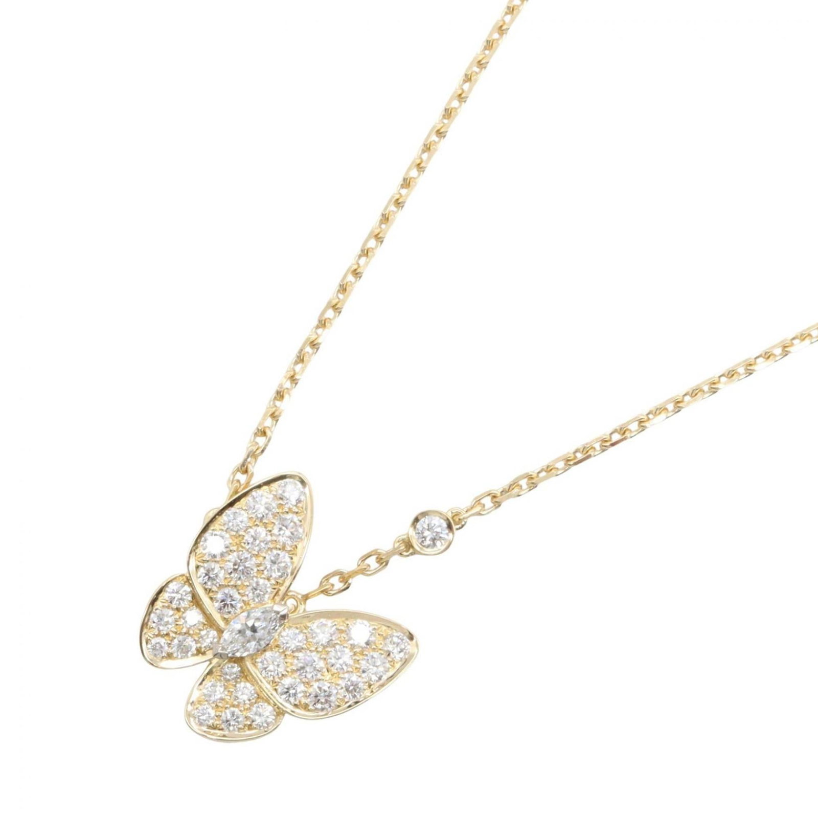 Diamond necklace diamond women's gold tone clear 18K Yellow Gold Van Cleef Arpels De Papillon: Diamond necklace diamond women's gold tone clear 18K Yellow Gold Van Cleef Arpels De Papillon 18K Yellow Gold Van Cleef Arpels De Papillon necklace in clear gold tone, featuring a pendant with dimensi