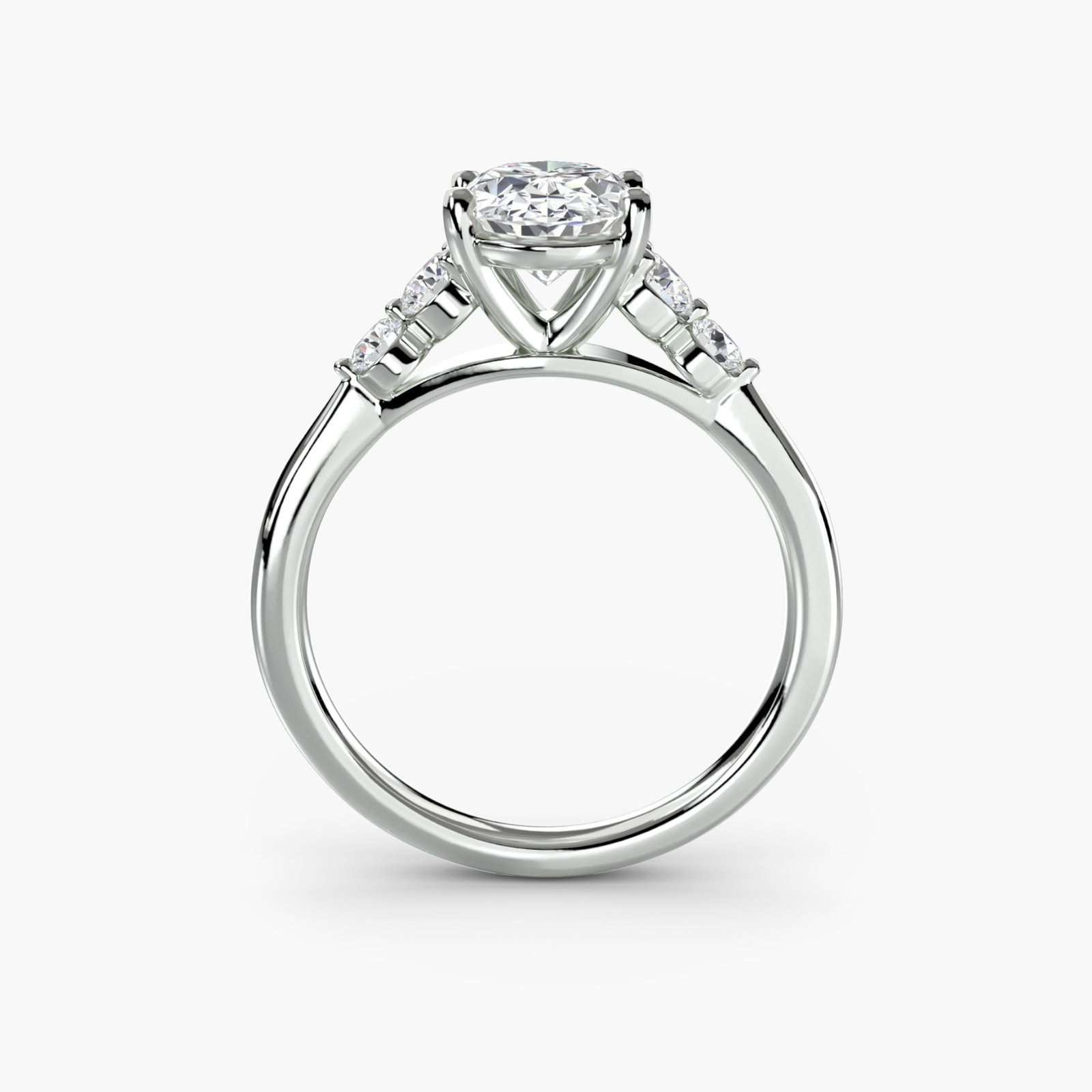 Solitaire Oval 14Kt White Gold Ring Setting