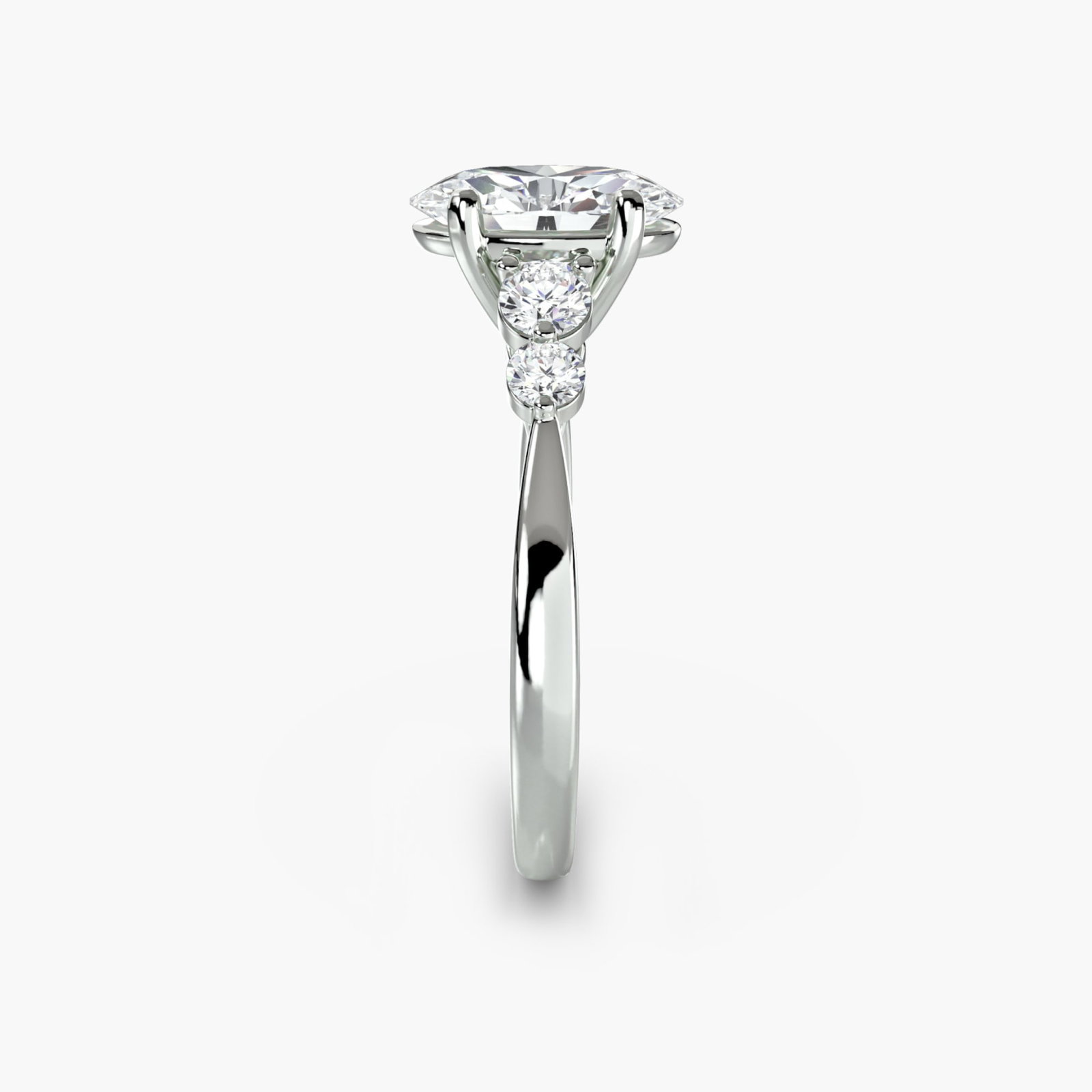Solitaire Oval 14Kt White Gold Ring Setting - 3