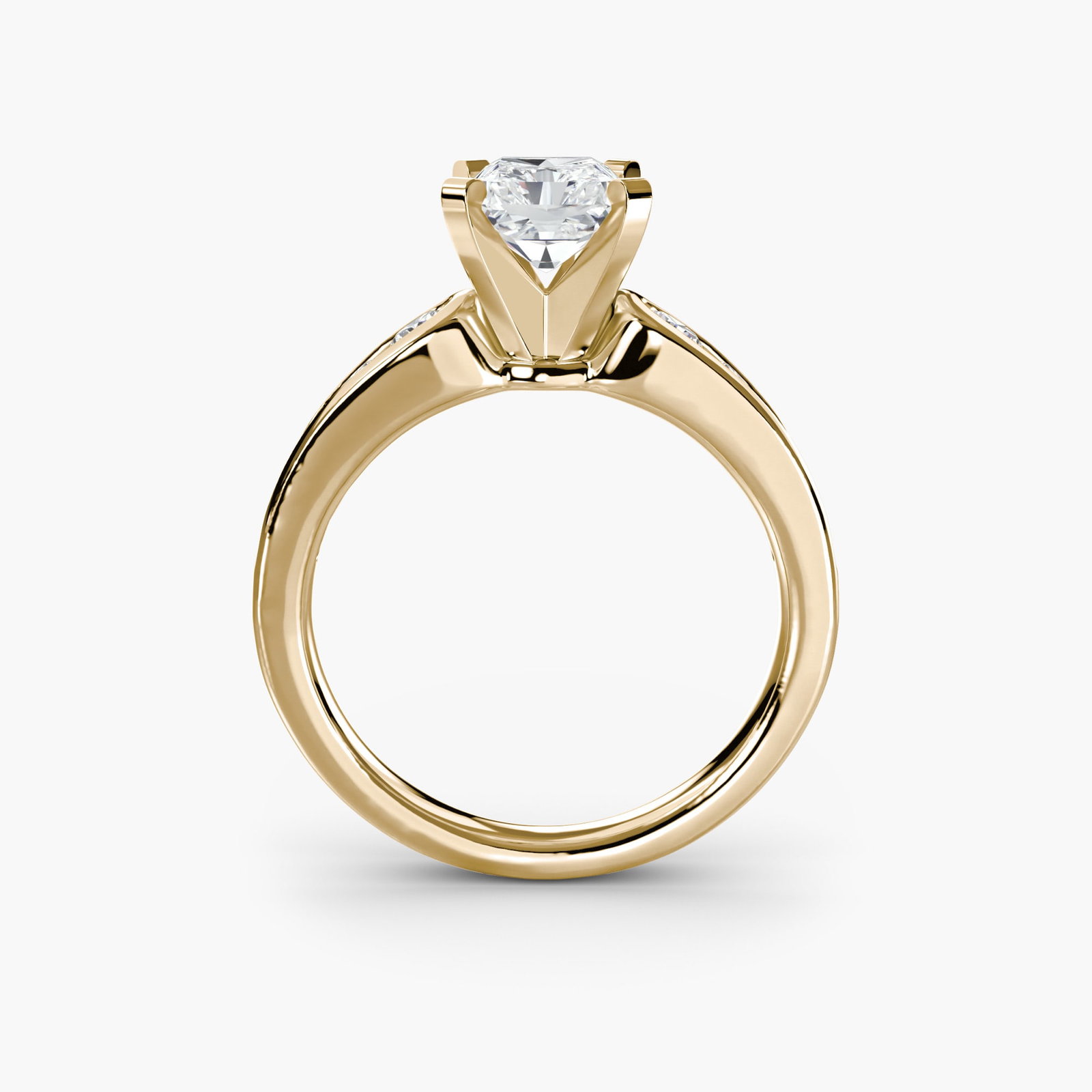 Pave Radiant 14Kt Yellow Gold Ring Setting: Pave Radiant 14Kt Yellow Gold Ring Setting Pave Radiant Ring Setting in 14Kt Yellow Gold - A stunning setting featuring 12 pave stones, totaling 0.341 carats, set on a radiant ring with a width of