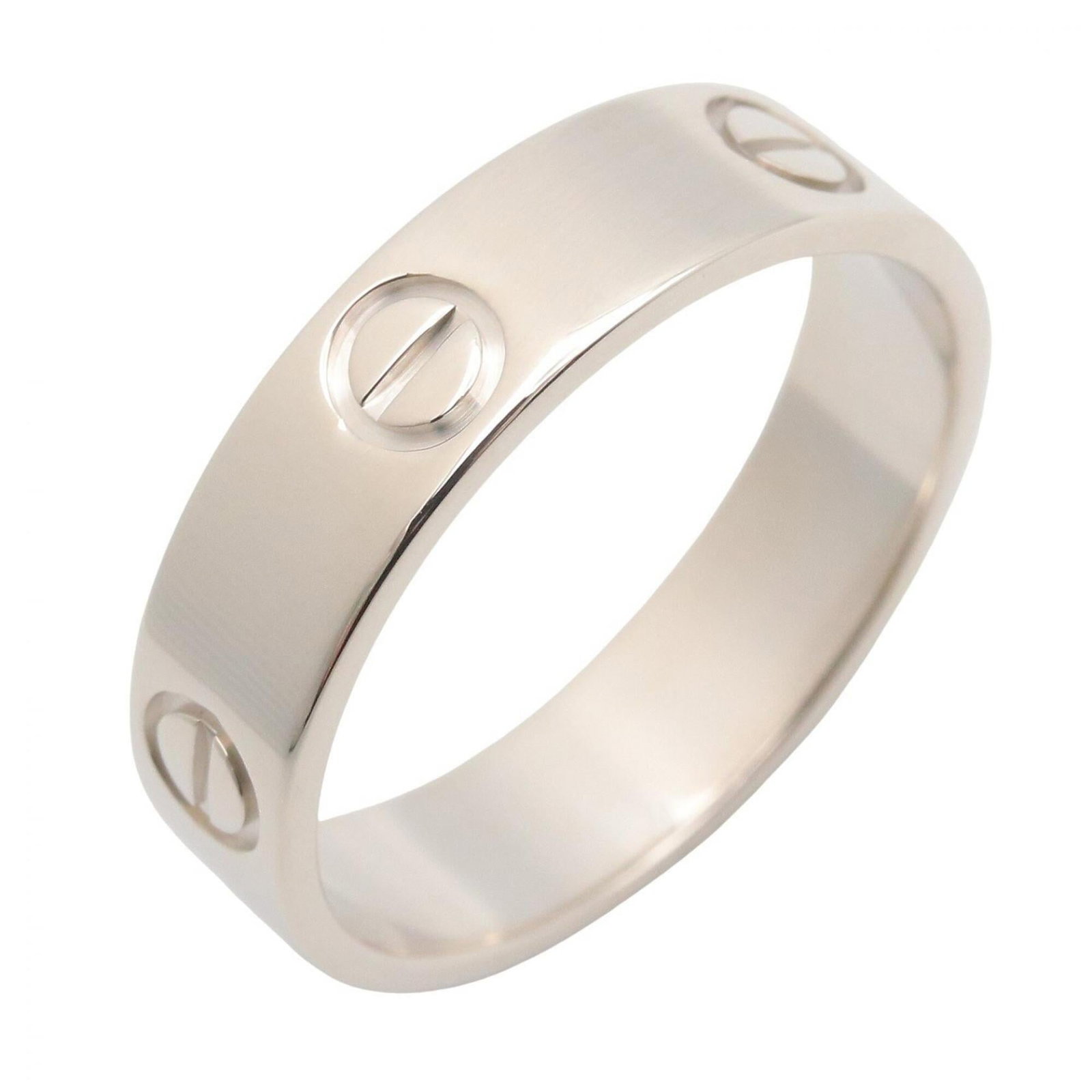 White Gold Cartier Band Ring 18K: White Gold Cartier Band Ring 18K White Gold Cartier Band Ring 18K - A high-end band ring from renowned luxury brand Cartier, crafted in 18K white gold for a sleek and sophisticated look. This used ite