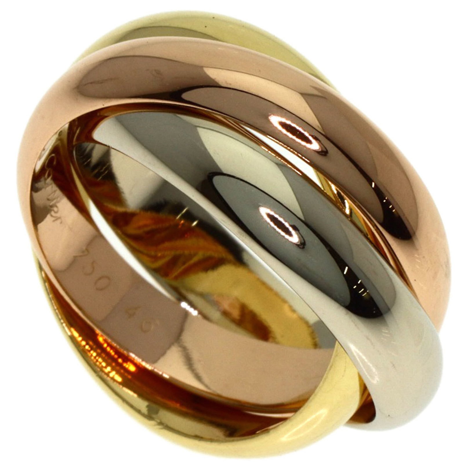 Cartier Pink 18k White 18k Yellow Gold Ring Band: Cartier Pink 18k White 18k Yellow Gold Ring Band Cartier Pink 18k White 18k Yellow Gold Ring Band features a unique combination of pink, white, and yellow gold. This used band ring boasts a delicate