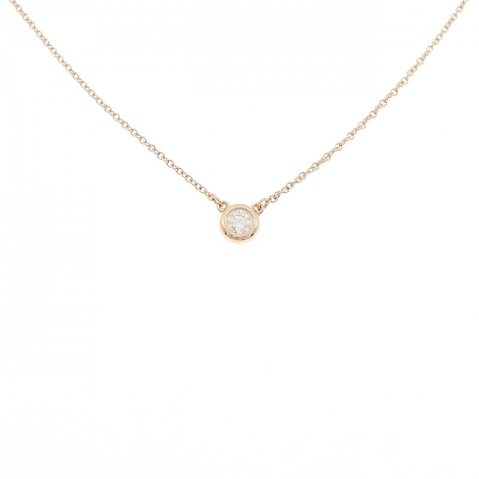 Tiffany & Co. By The Yard Necklace 0.14Ct: Tiffany & Co. By The Yard Necklace 0.14Ct Pink gold (18K) Tiffany & Co. necklace featuring a 0.14Ct diamond pendant, with a 41 cm / 16.14'' circumference and a 5.5mm / 0.21'' pendant size. The necklac