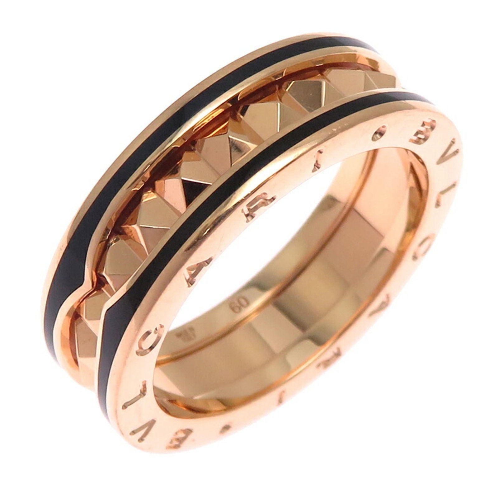 Pink Gold 18K Bvlgari Band Ring: Pink Gold 18K Bvlgari Band Ring Pink Gold 18K Bvlgari Band Ring features a beautiful pink gold band, showcasing the luxury and sophistication of the Bvlgari brand. The ring's 18k pink gold material