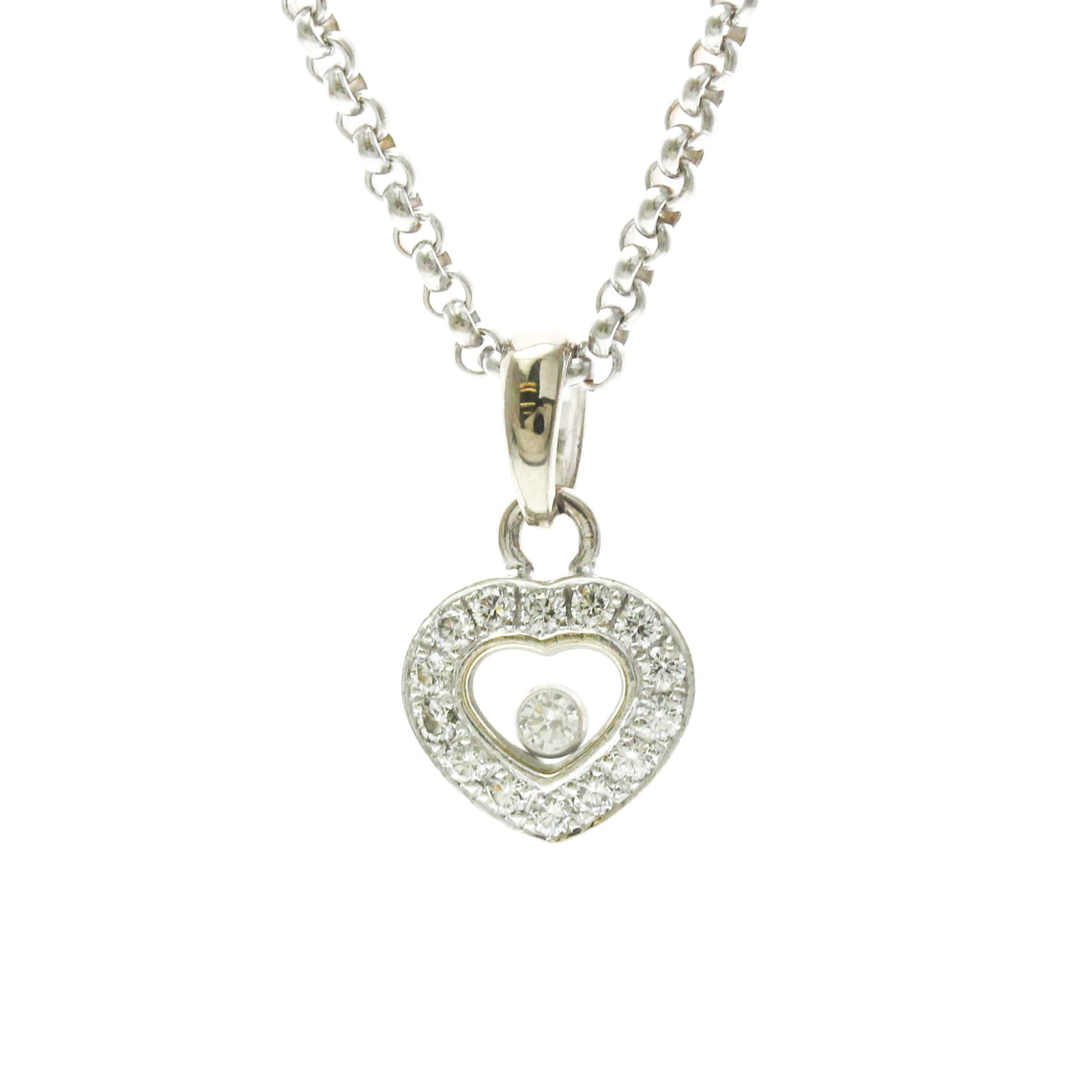Chopard Happy Diamonds Heart Diamond Necklace 79/ 1084 White Gold (18K) Diamond Menwomen Fashion: Chopard Happy Diamonds Heart Diamond Necklace 79/ 1084 White Gold (18K) Diamond Menwomen Fashion Chopard's iconic Happy Diamonds Heart Diamond Necklace boasts an impressive 11.9g of sparkling diamonds