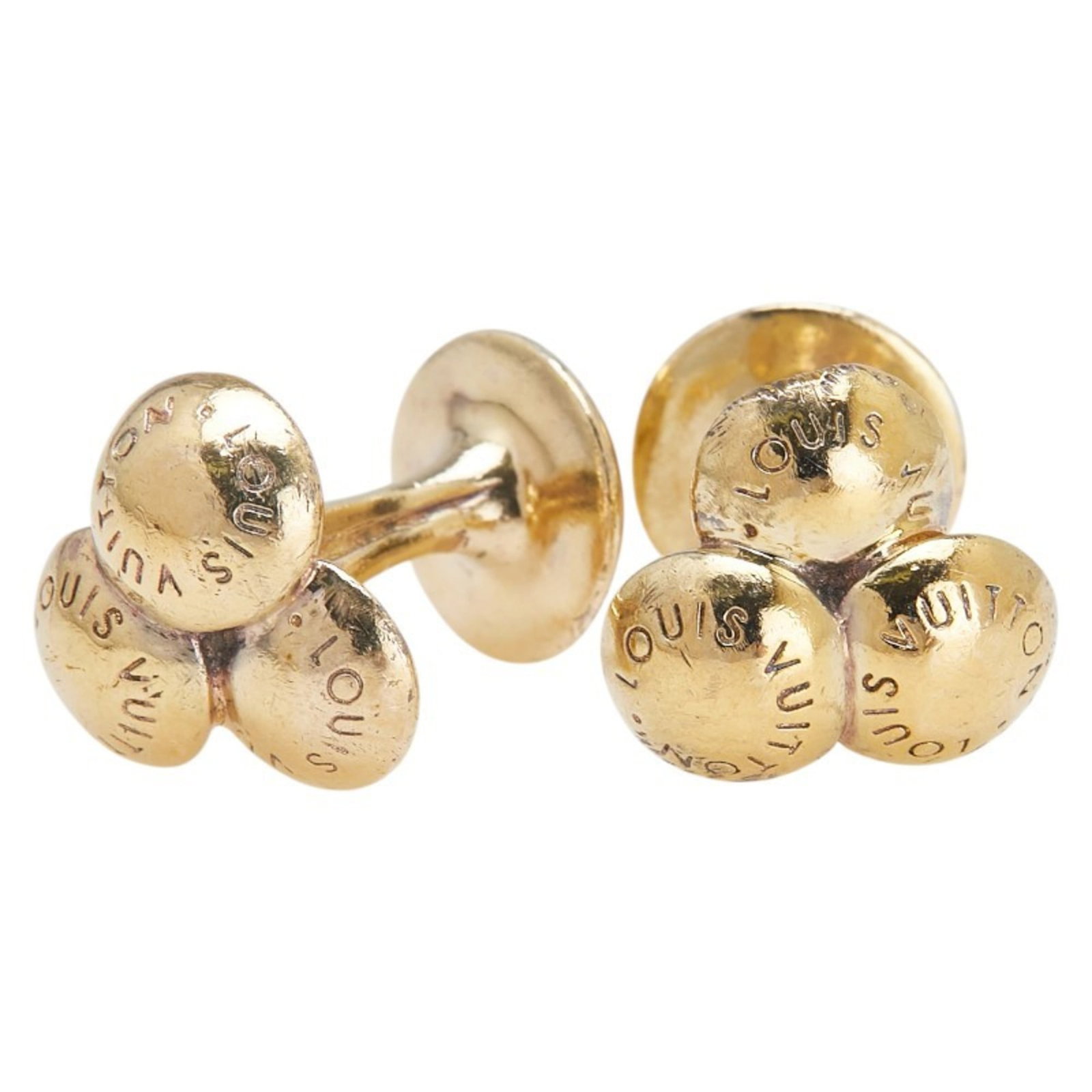 Vuitton Cufflinks Louis: Vuitton Cufflinks Louis Gold Louis Vuitton Cufflinks with Traces of Usage. These used cufflinks feature the iconic Louis Vuitton design and measure 15.20mm x 15.30mm in size, making them a subtle acce