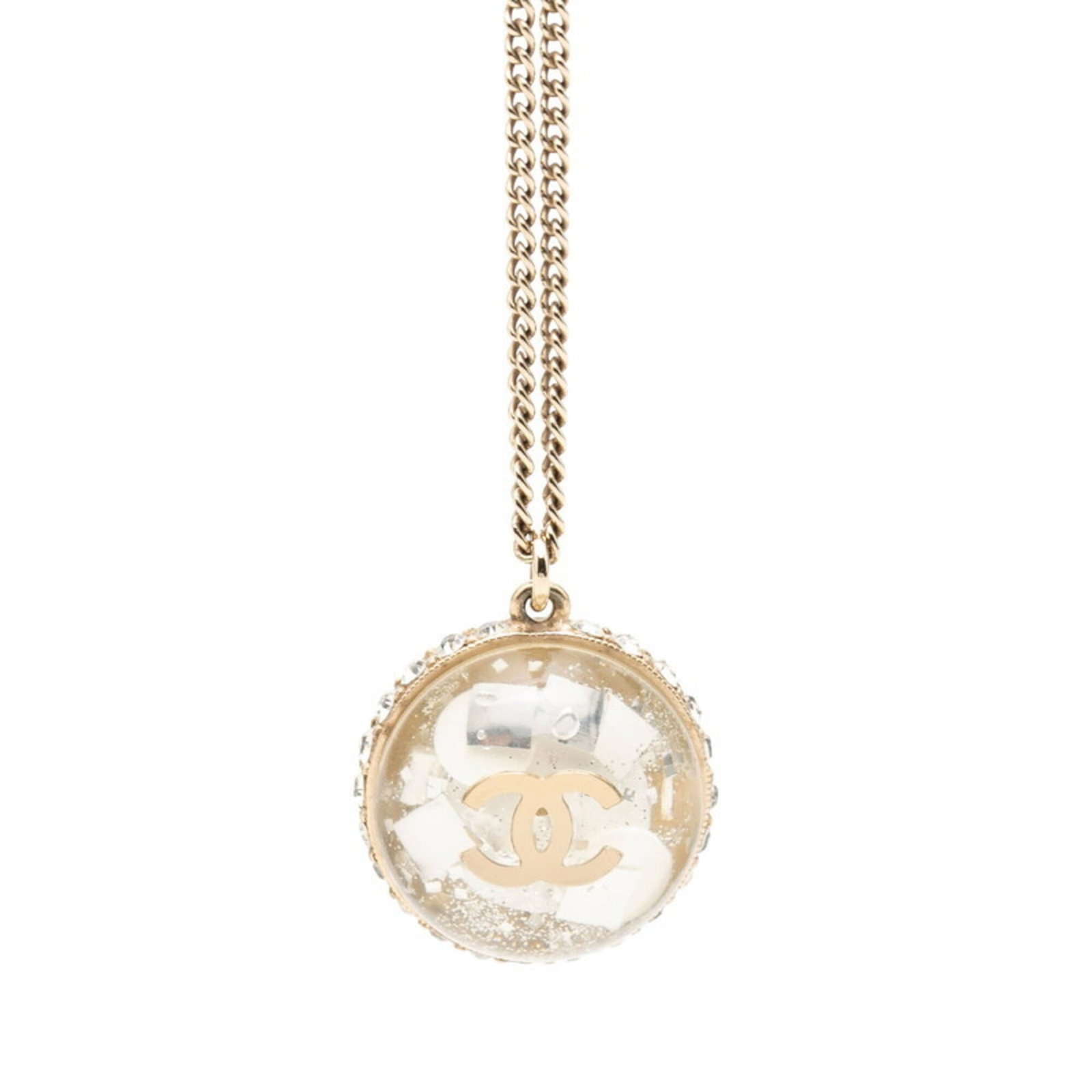 Chanel Women's Necklace Dome Coco 09C Mark Champagne Gold Rhinestone Plated: Chanel Women's Necklace Dome Coco 09C Mark Champagne Gold Rhinestone Plated Chanel's Dome Coco necklace boasts a striking champagne gold rhinestone plating, adding a touch of luxury to any outfit.