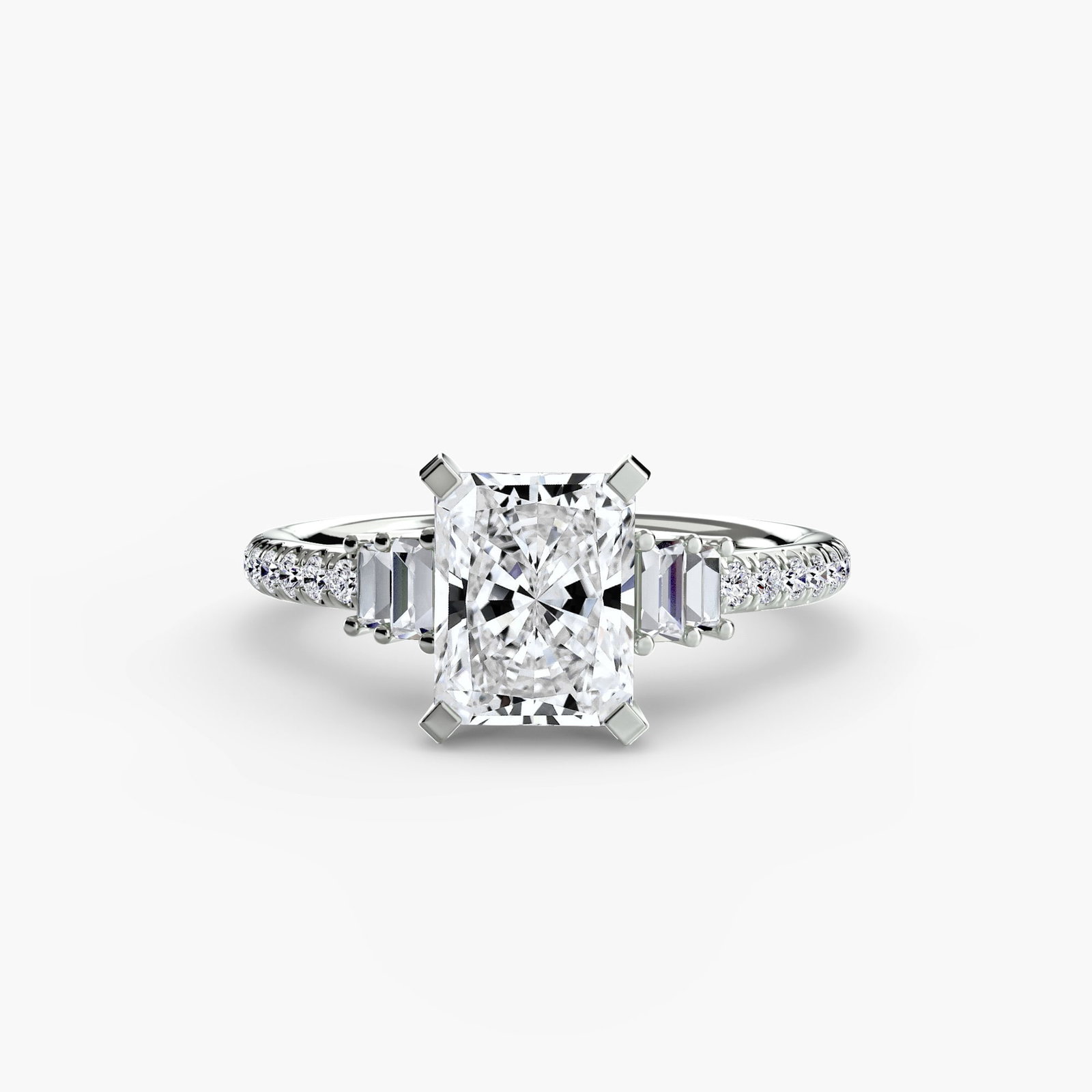 Pave Radiant 950 Platinum Ring Setting - 2