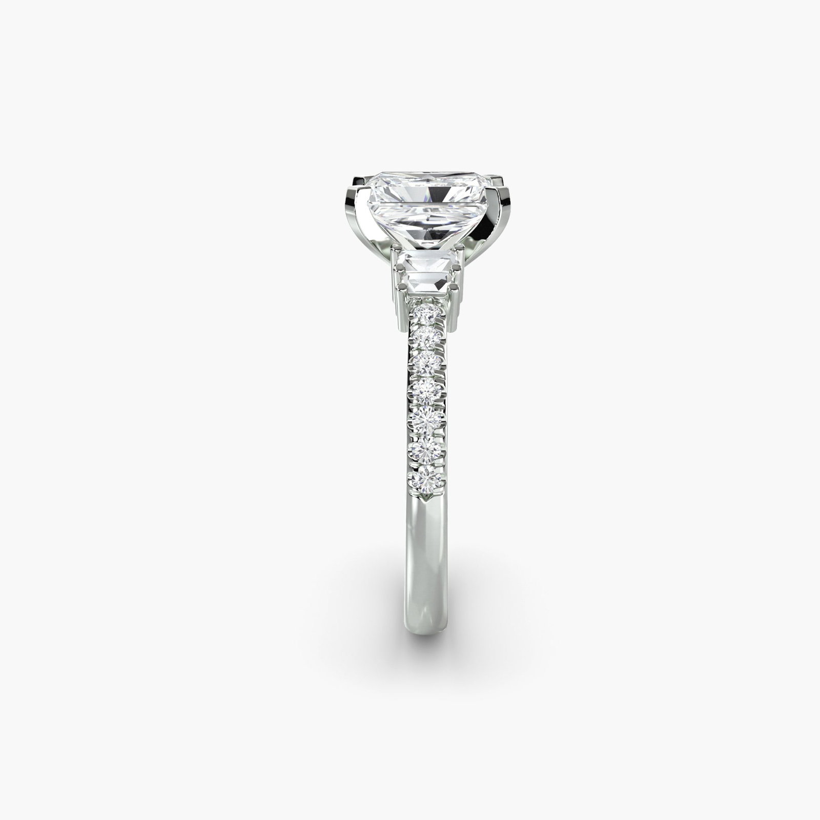 Pave Radiant 950 Platinum Ring Setting - 3