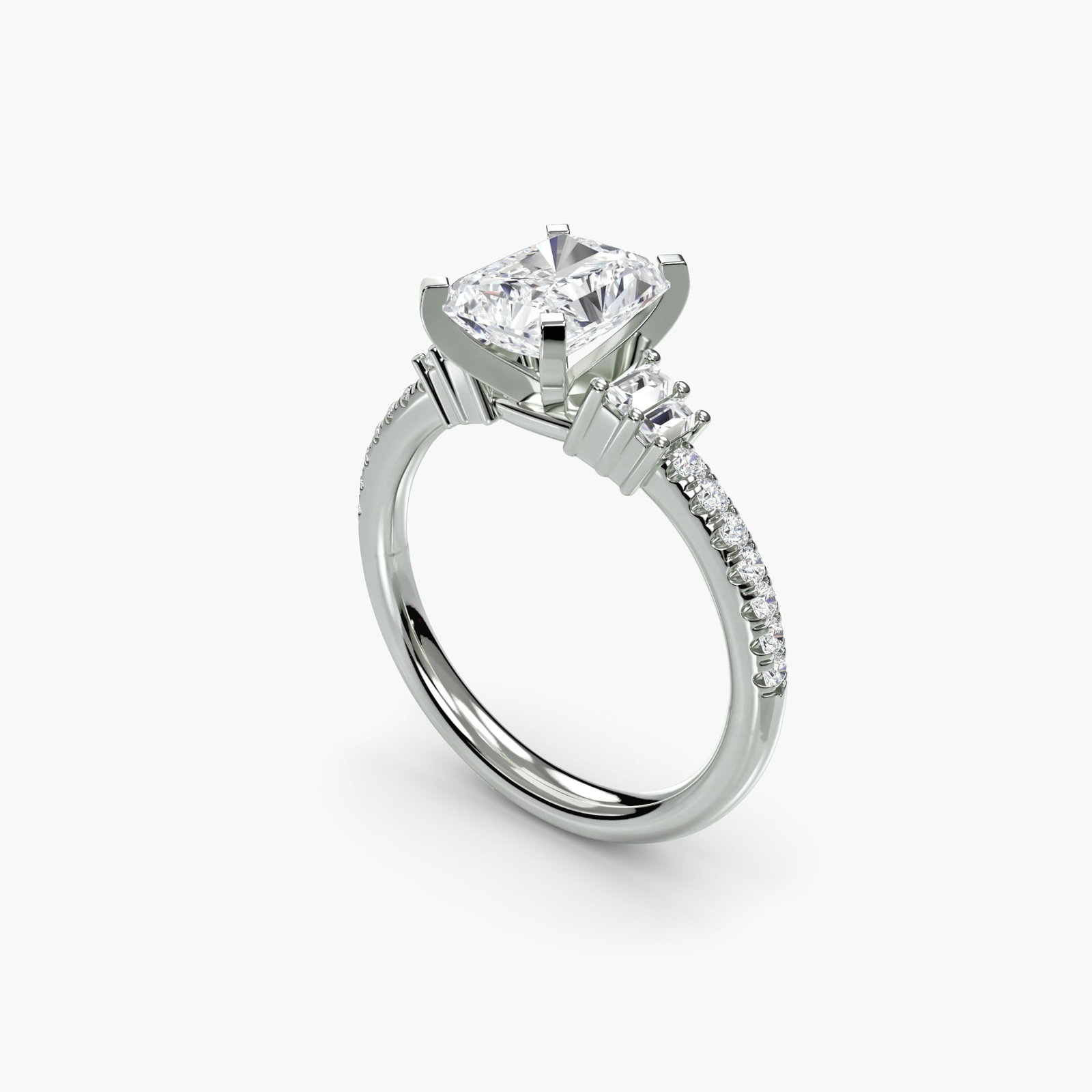 Pave Radiant 950 Platinum Ring Setting - 5