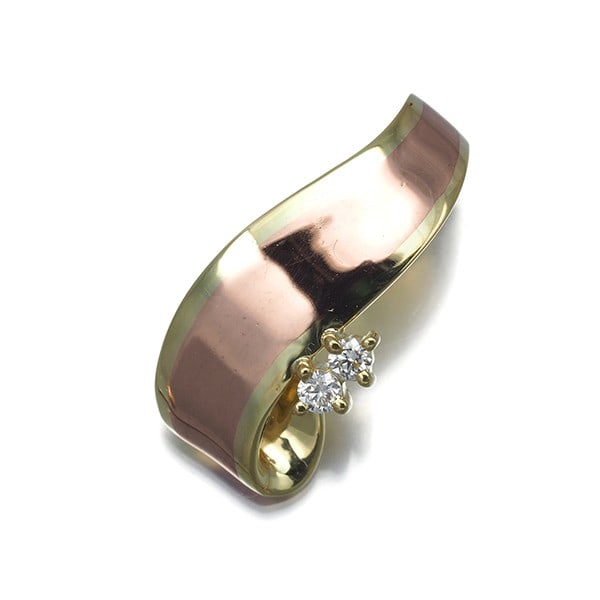Yamazaki Yumiko Pendant Diamond 0.05Ct Shacudo 18K Yg/ Shakudo (1 of 6)