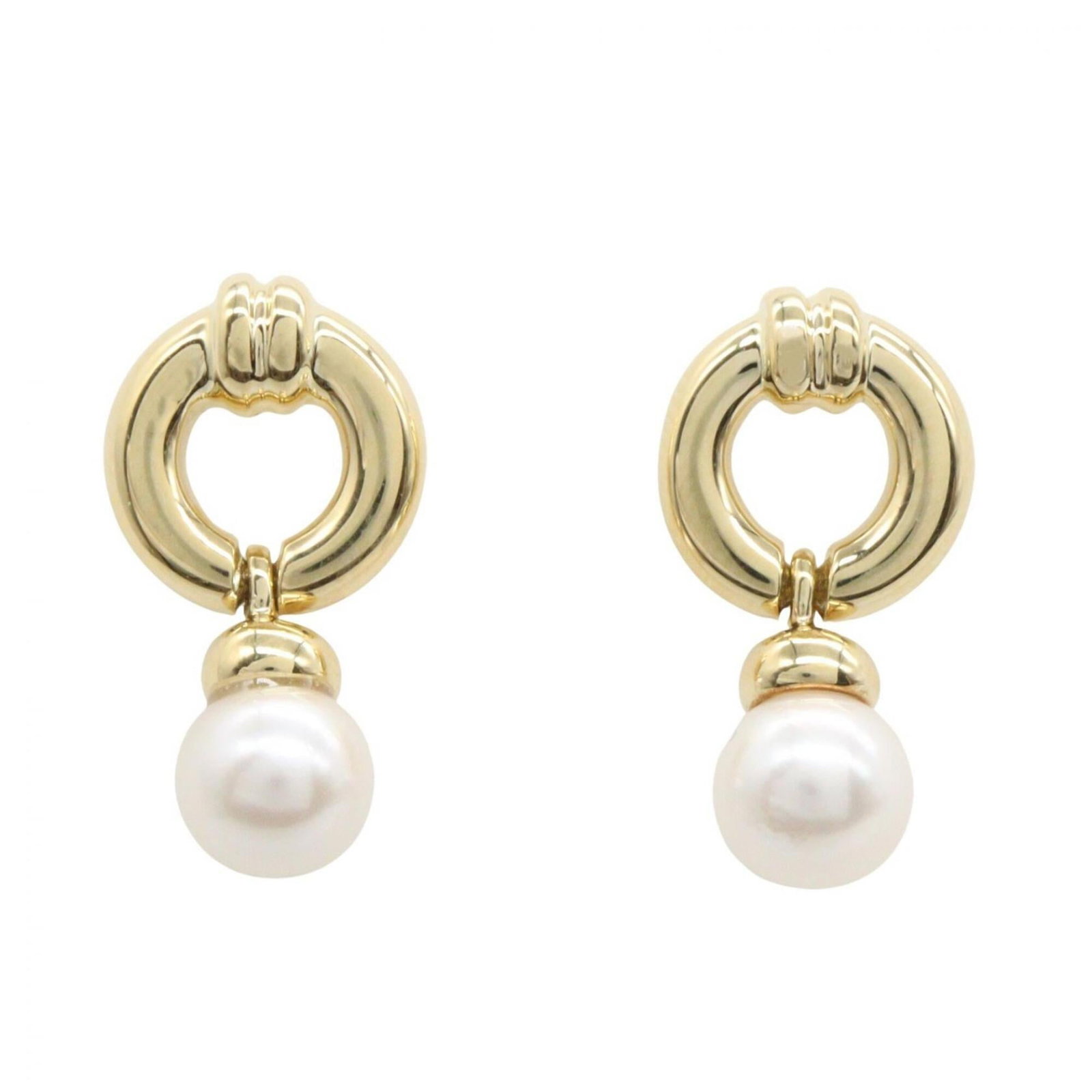 Gold Stud Yellow Earrings Tiffany: Gold Stud Yellow Earrings Tiffany Yellow gold stud earrings from Tiffany, featuring white pearls. A few traces of usage can be seen, with some minor scratches and dirt present, but overall in very