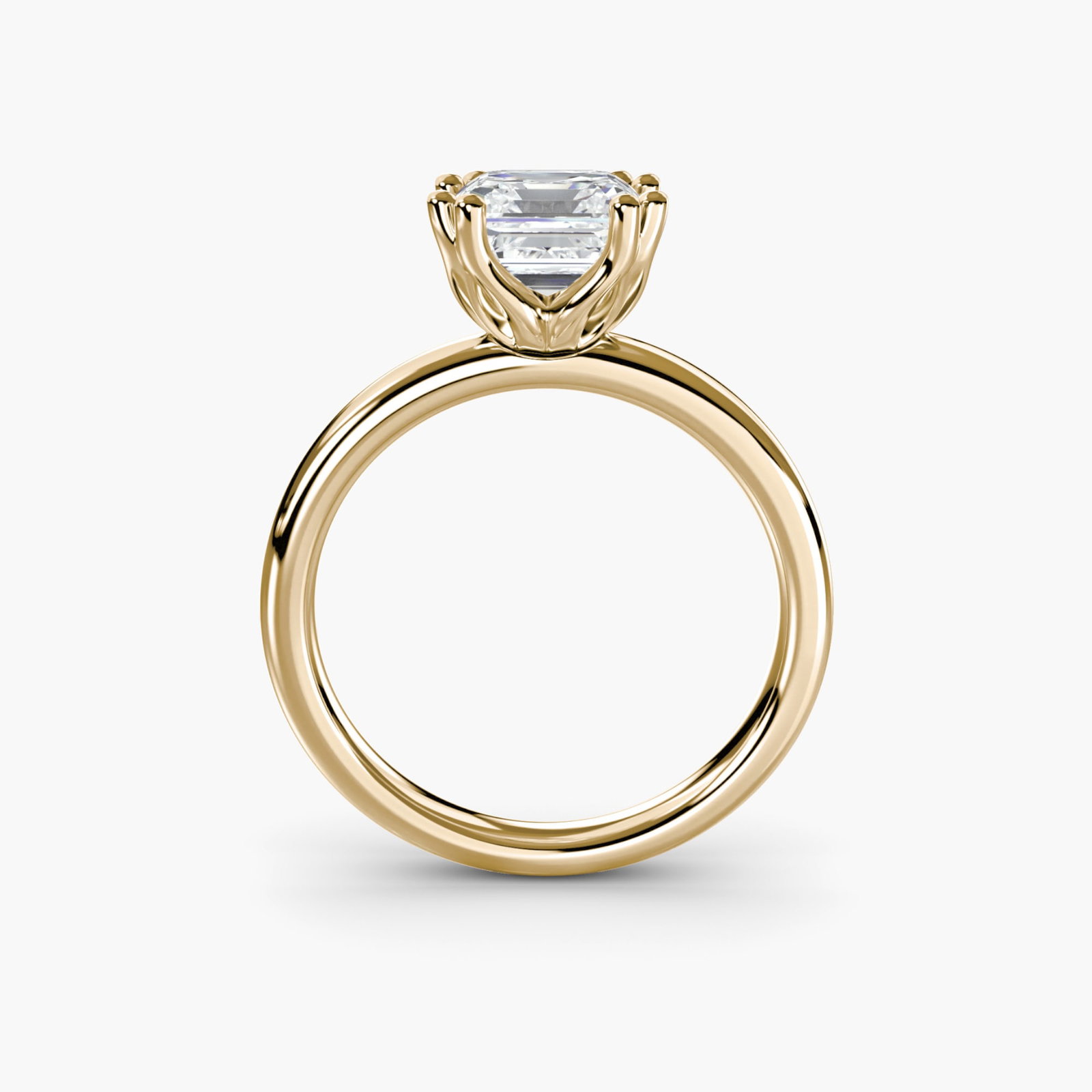 Solitaire Asscher 14Kt Yellow Gold Ring Setting: Solitaire Asscher 14Kt Yellow Gold Ring Setting 14Kt Yellow Gold Asscher Ring Setting - A Timeless Solitaire Design. This stunning ring setting boasts an Asscher cut center stone, surrounded by a