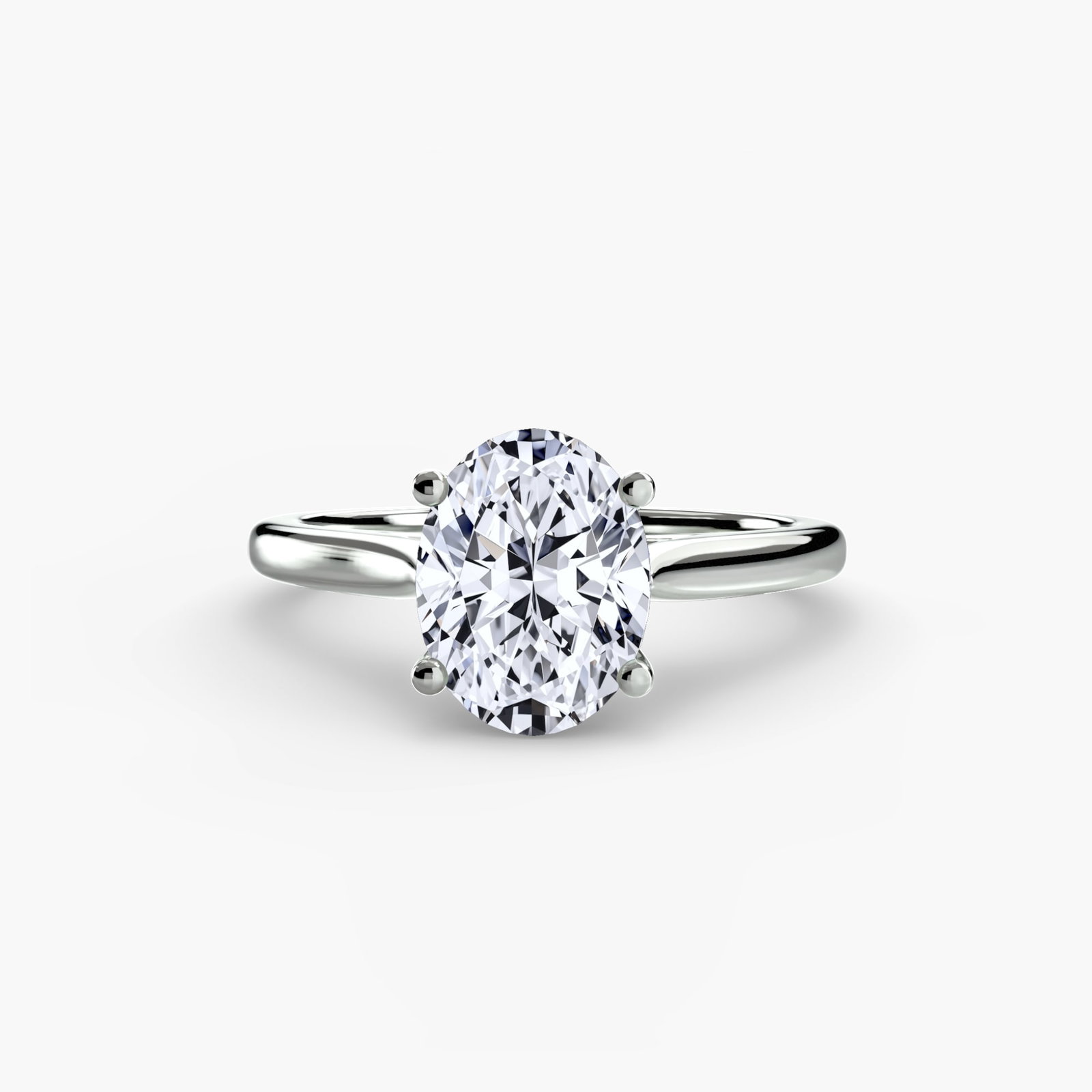 Solitaire Oval 18Kt White Gold Ring Setting - 2