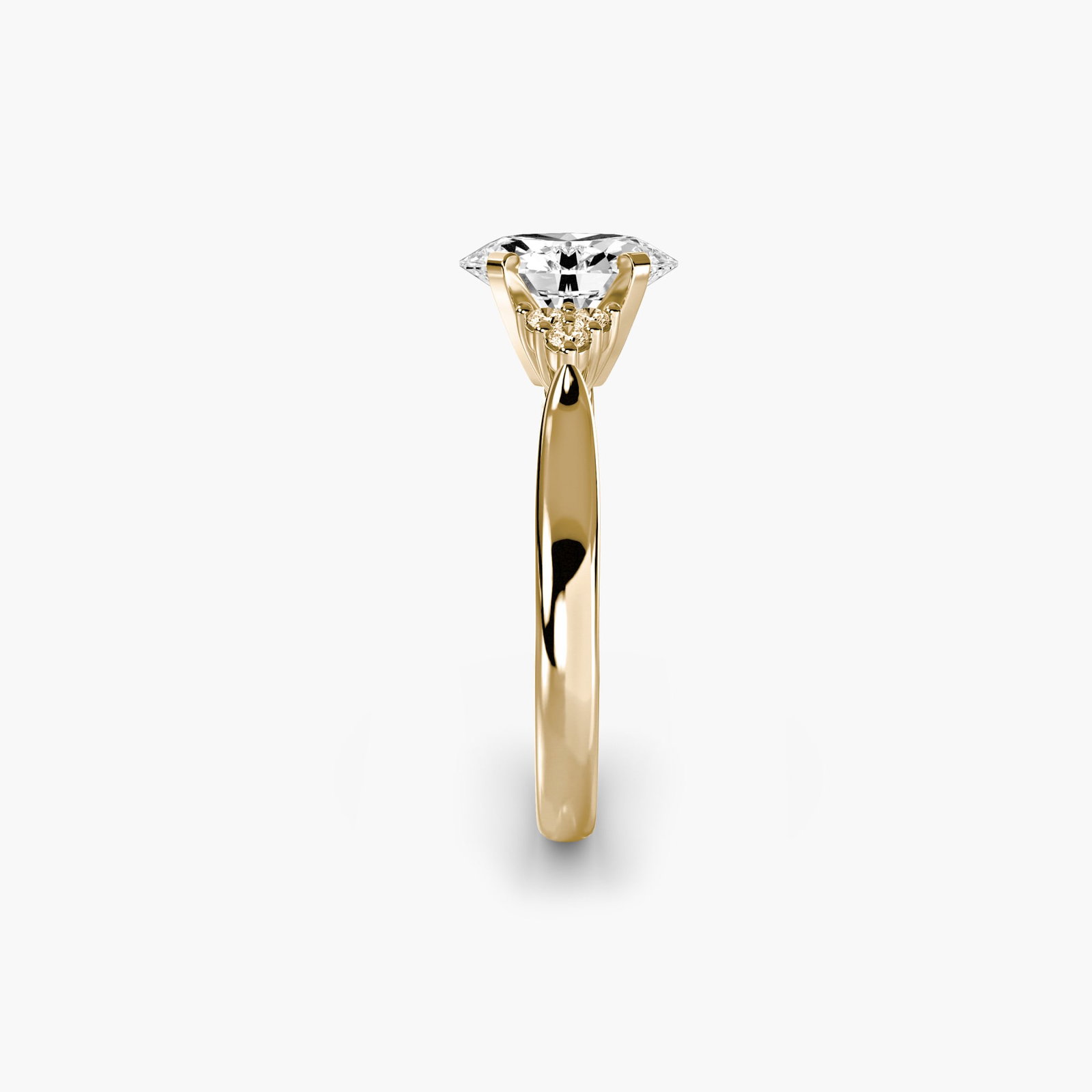 Solitaire Oval 18Kt Yellow Gold Ring Setting - 3
