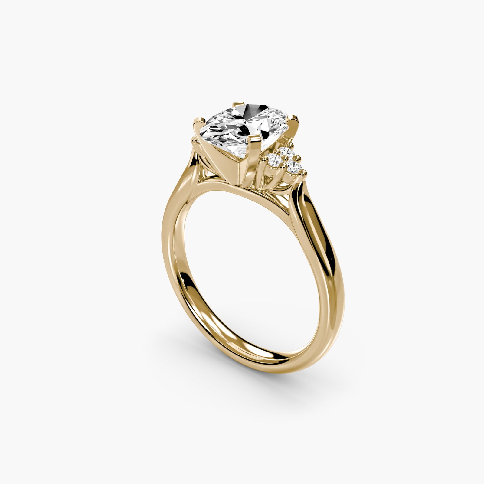 Solitaire Oval 18Kt Yellow Gold Ring Setting - 5